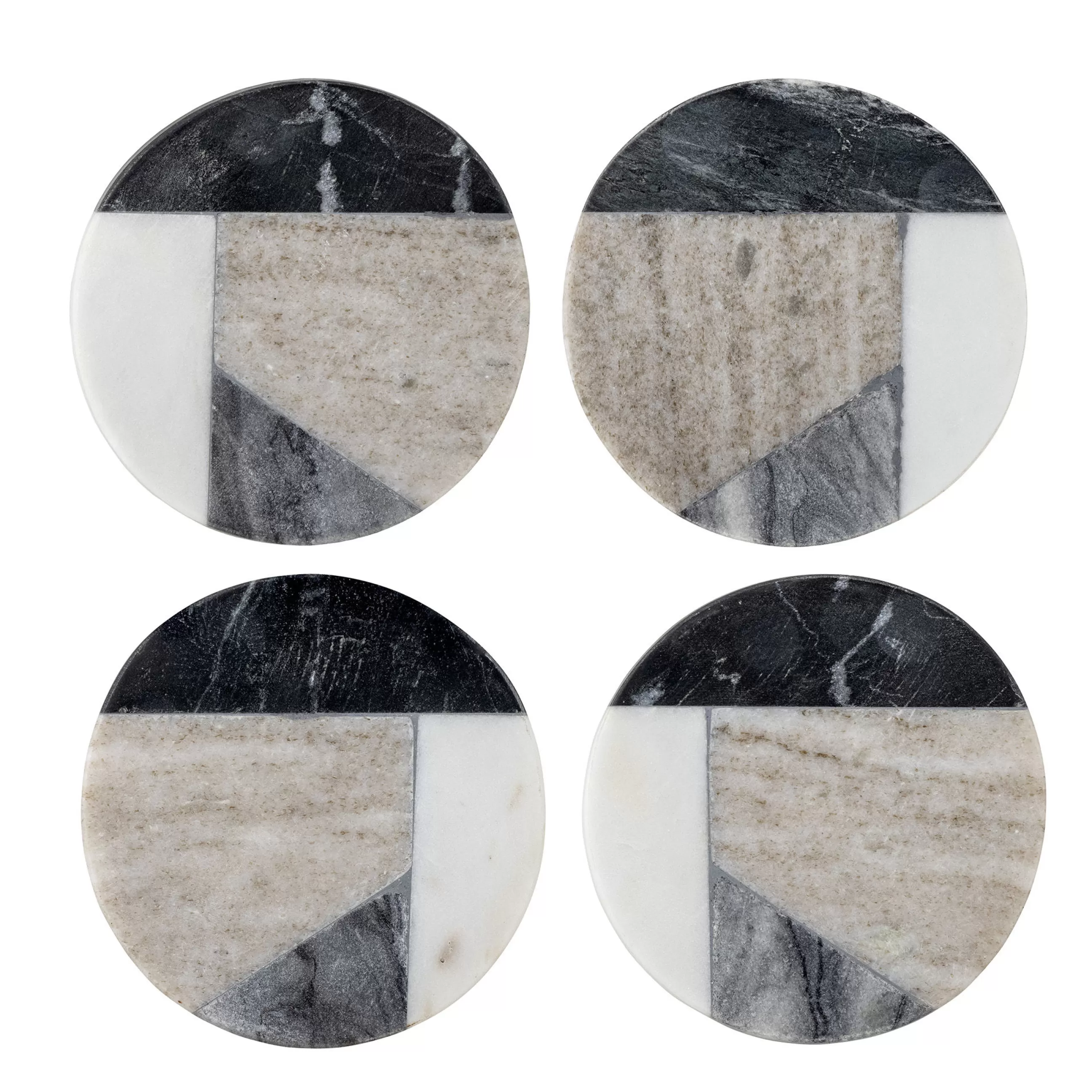 Accessoires Cuisine>Bloomingville Dessous De Verre Izabella Pierre Gris / Set De 4 - Marbre - Beige - Blanc - Gris - Noir