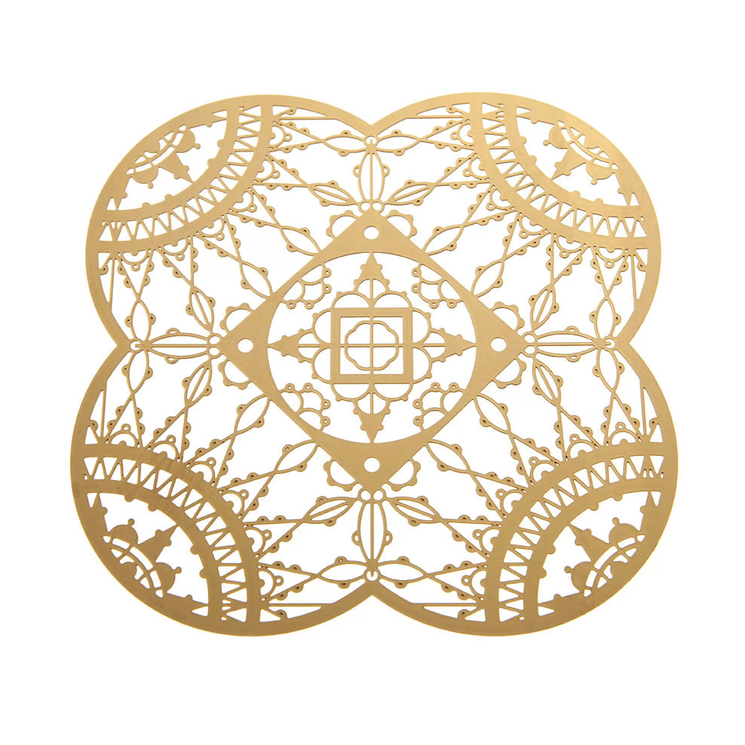 Dessous De Plat>Driade Dessous De Verre Petal Italic Lace Metal Or / 10 X 10 Cm - Lot De 4 - Laiton Dore