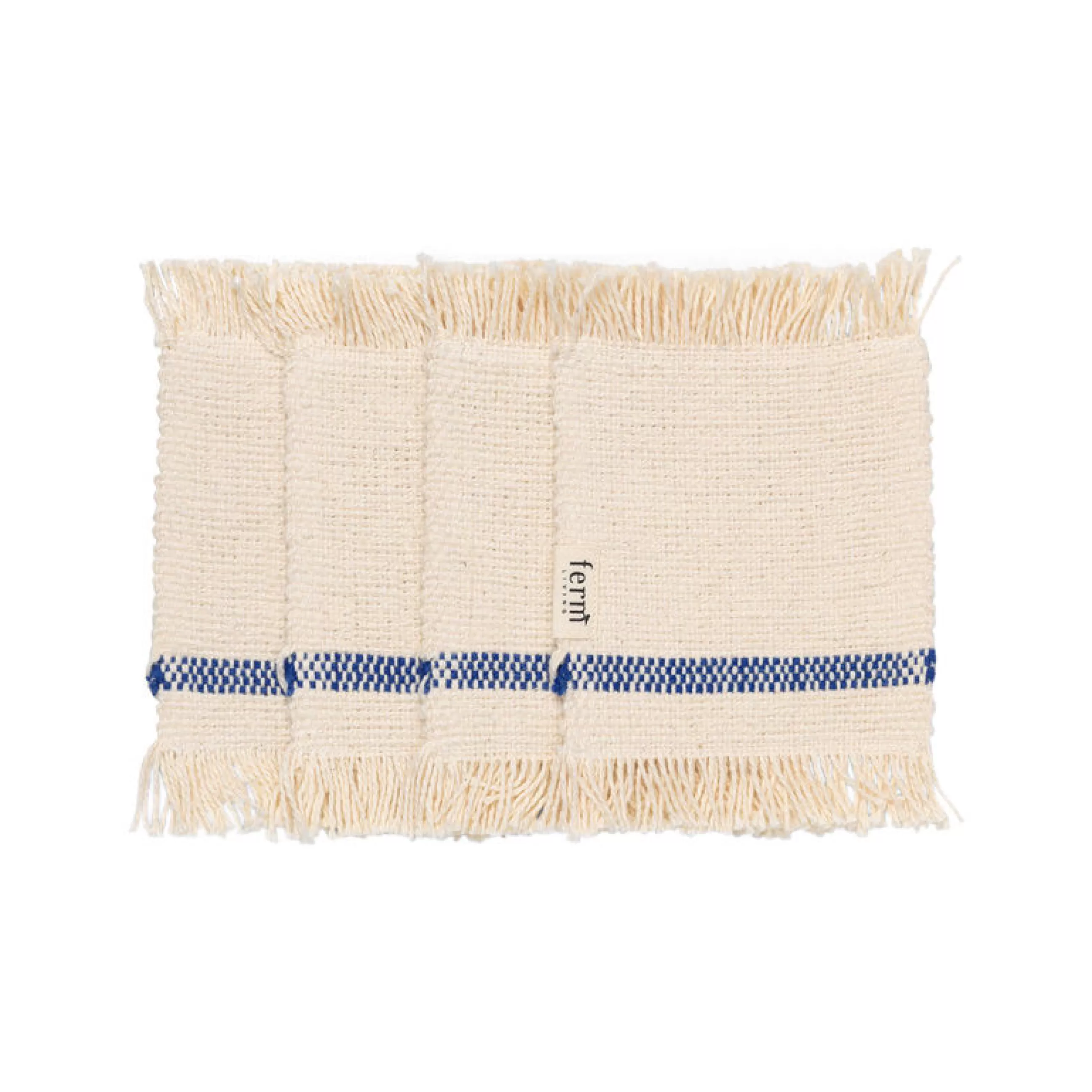 Dessous De Plat>Ferm Living Dessous De Verre Savor Tissu Blanc Bleu / Coton Organique - Set De 4 - Blanc Casse - Bleu