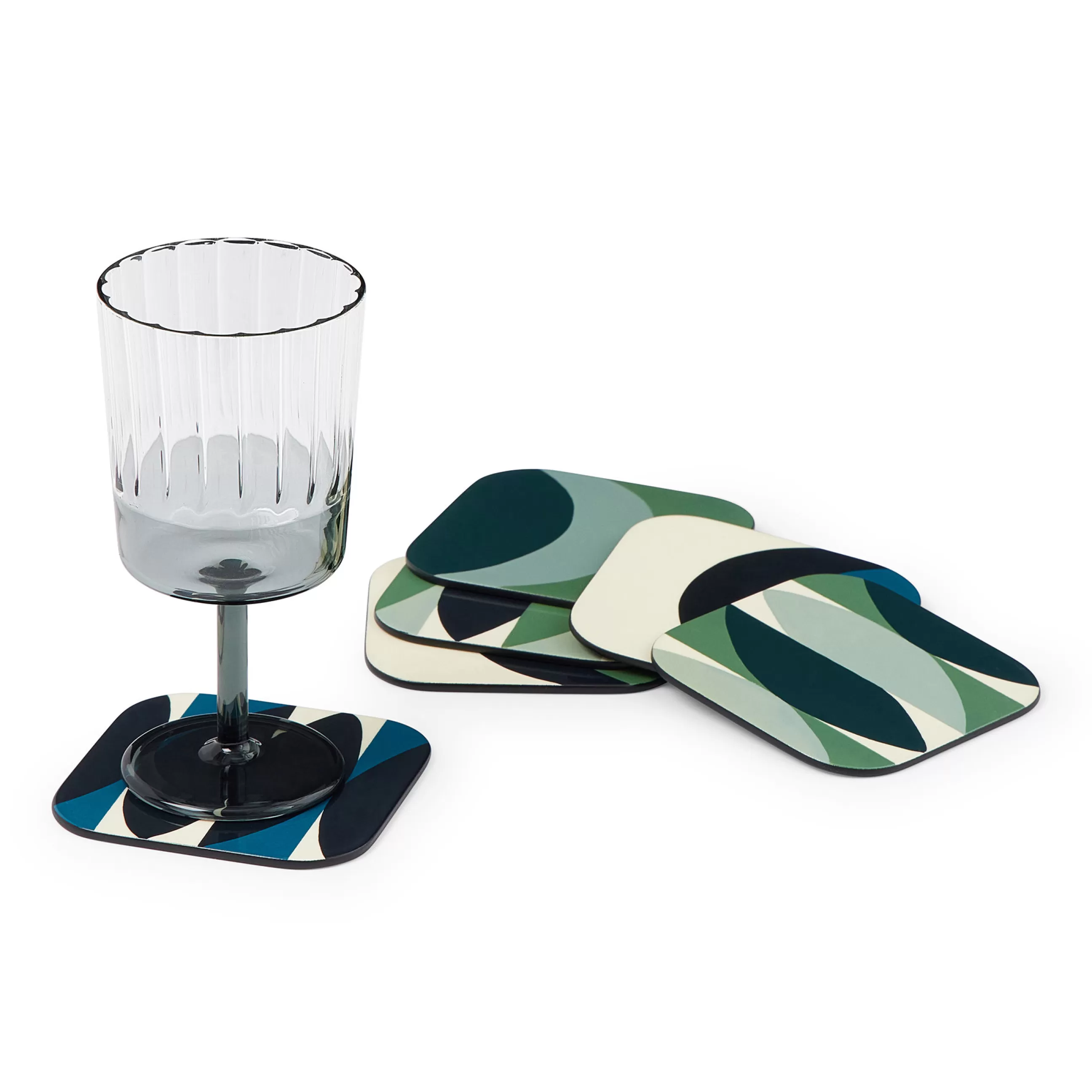 Dessous De Plat>Maison Sarah Lavoine Dessous De Verre Tchin Bois Bleu Vert / Set De 6 - Bois Laque - Bleu - Vert