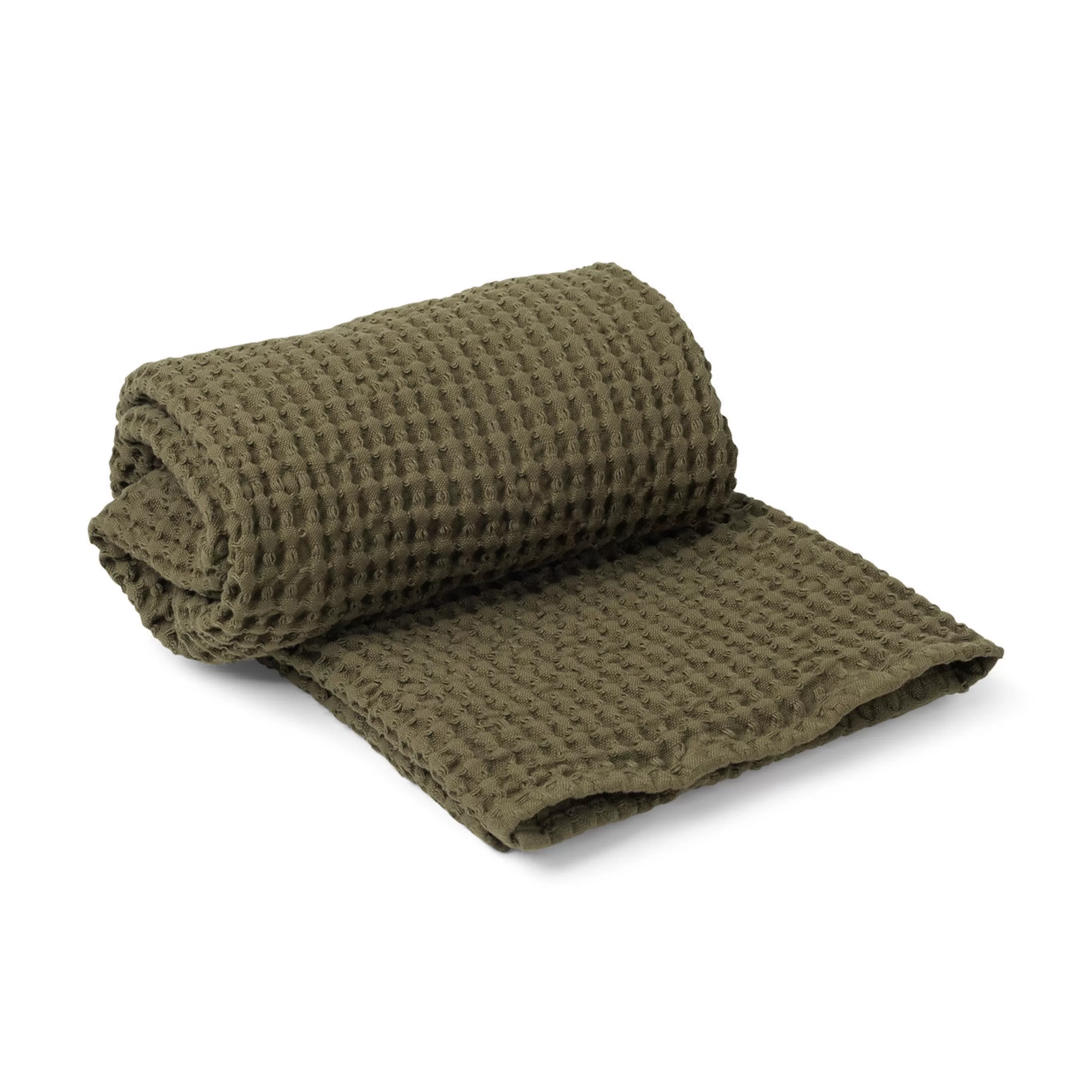 Linge De Bain>Ferm Living Drap De Bain Organic Tissu Vert / 140 X 70 Cm - Nid D'Abeille - Vert Olive