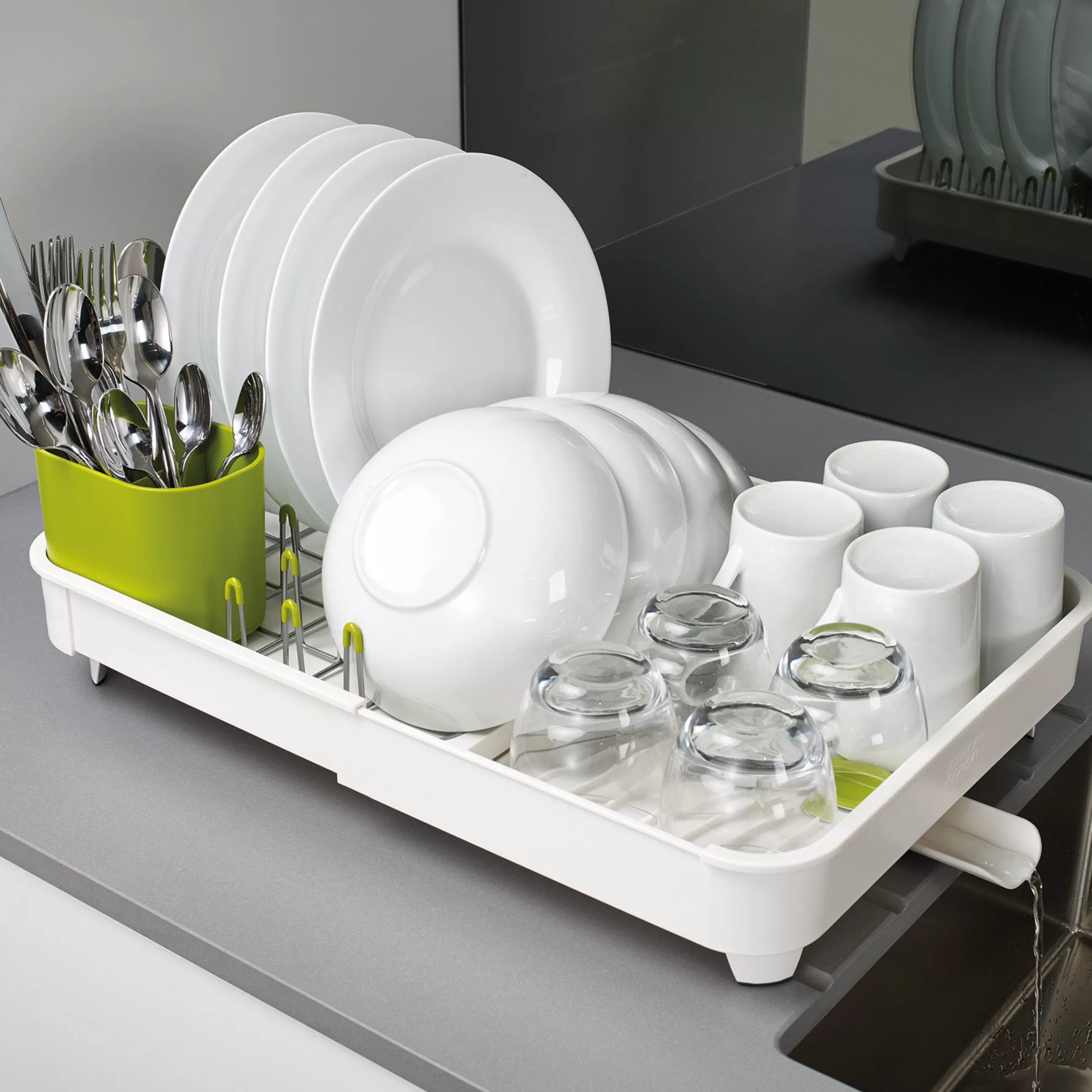 Nettoyage Et Rangement>Joseph Joseph Egouttoir Extend Metal Blanc Vert / Extensible - Blanc - Vert