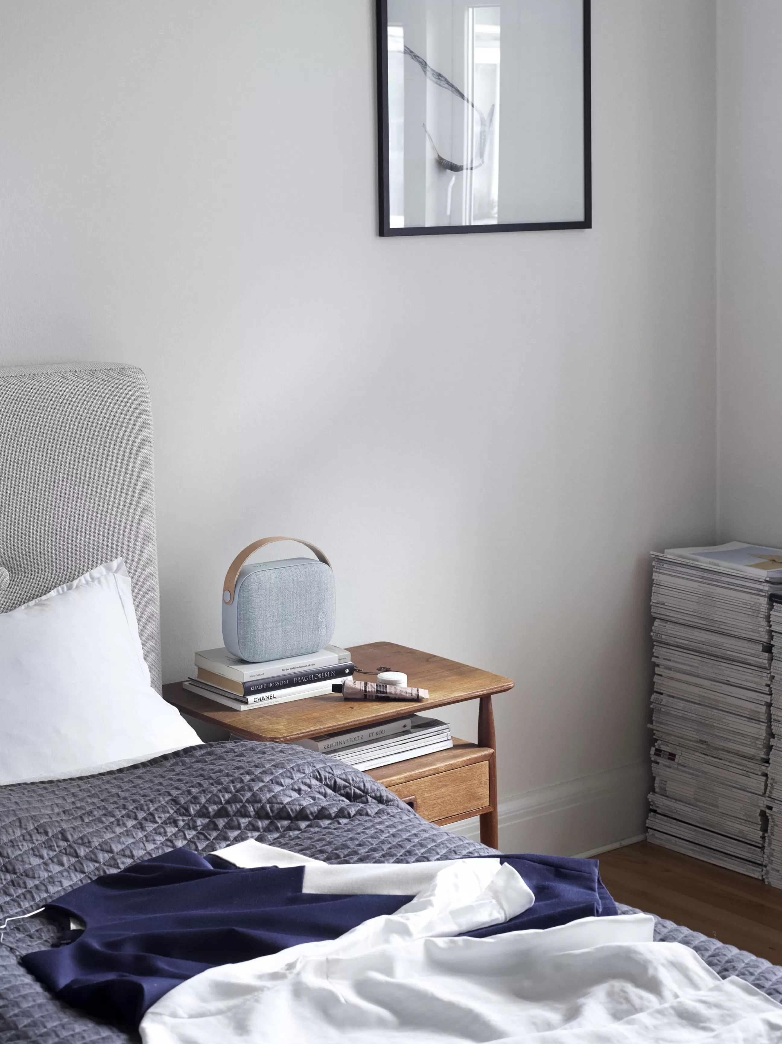 Enceintes Audio Son>Vifa Enceinte Bluetooth Helsinki Cuir Tissu Bleu / Sans Fil - Tissu & Poignee Cuir - Bleu Flou