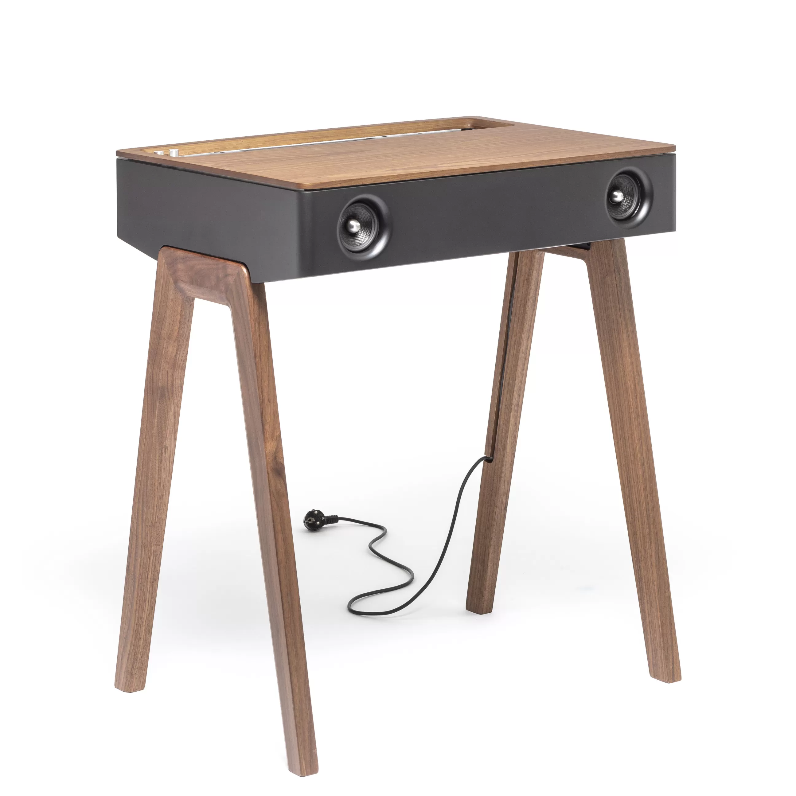 Enceintes Audio Son>La Boite Concept Enceinte Bluetooth Lx Noir Bois Naturel / Bureau - Enceinte Active Haute-Fidelite Tout-En-Un - Argent - Noir - Noyer