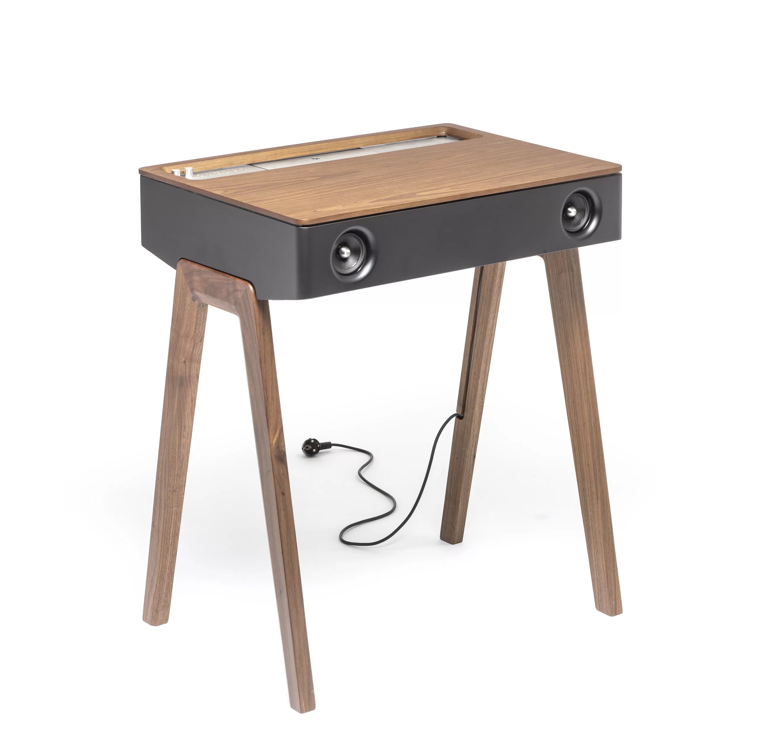Enceintes Audio Son>La Boite Concept Enceinte Bluetooth Lx Noir Bois Naturel / Bureau - Enceinte Active Haute-Fidelite Tout-En-Un - Argent - Noir - Noyer