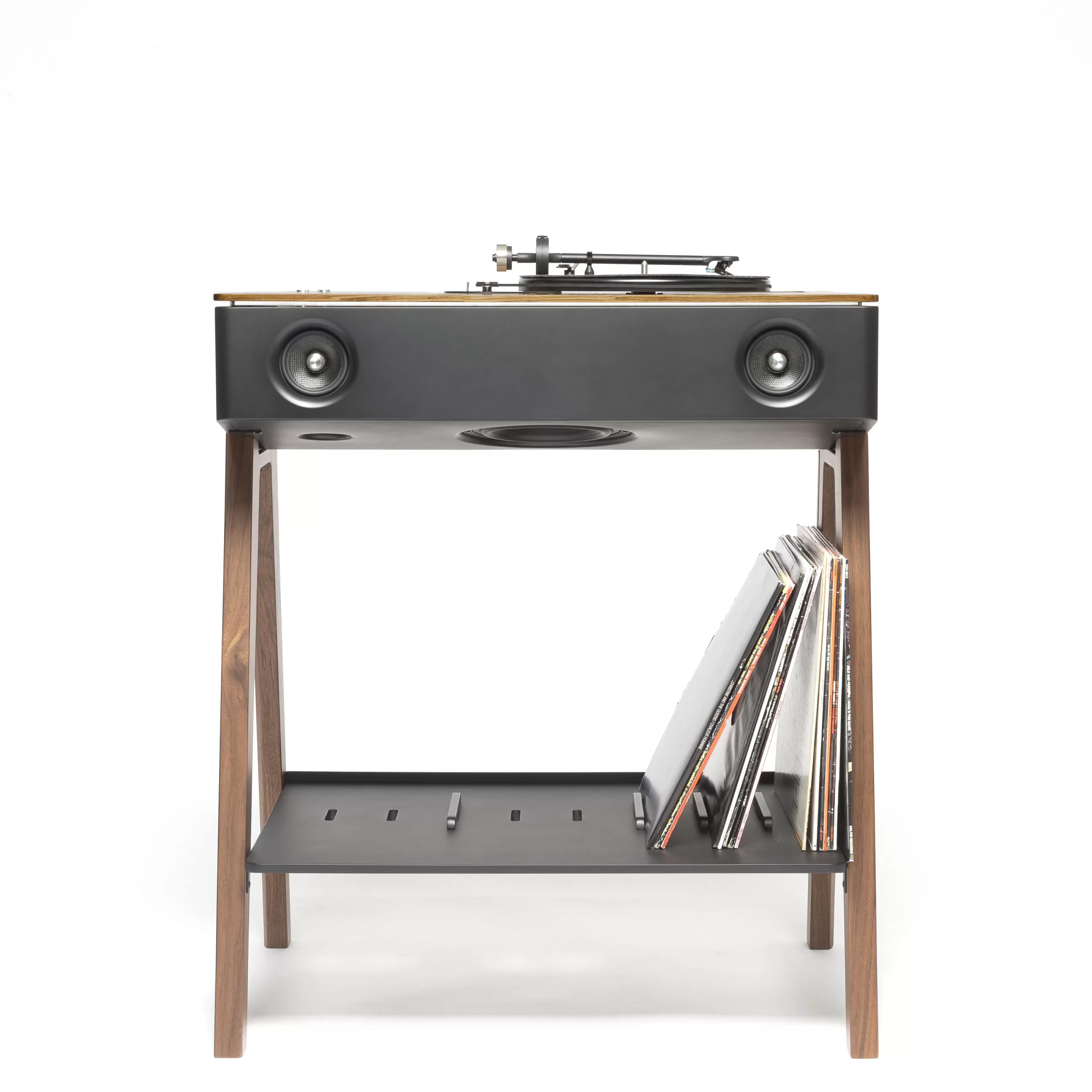 Enceintes Audio Son>La Boite Concept Enceinte Bluetooth Lx Platine Noir Bois Naturel / Enceinte Active Haute-Fidelite Tout-En-Un Avec Platine Integree - Argent - Noir - Noyer