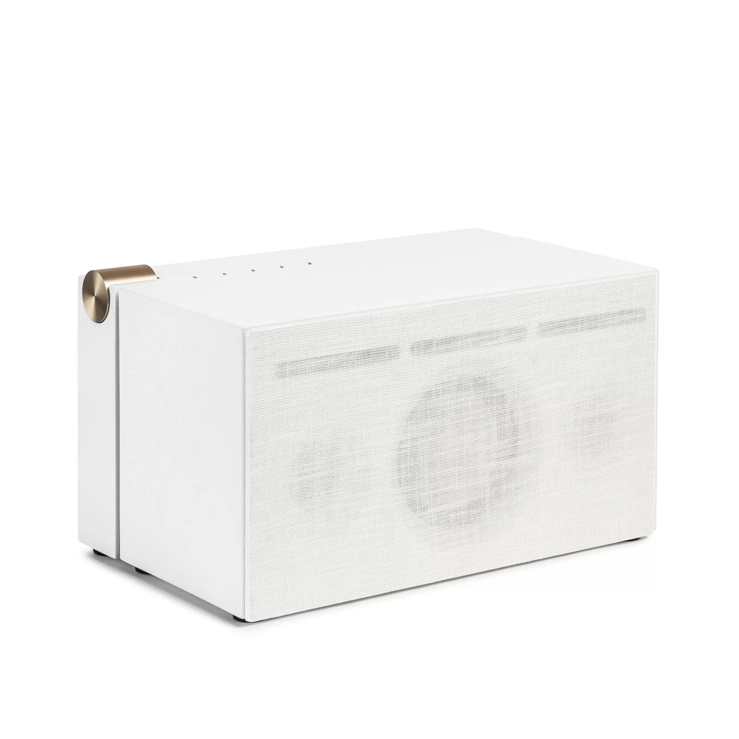Enceintes Audio Son>La Boite Concept Enceinte Bluetooth Pr 01 Metal Tissu Bois/ Avec Technologie Active Pression Reflex - Blanc - Or