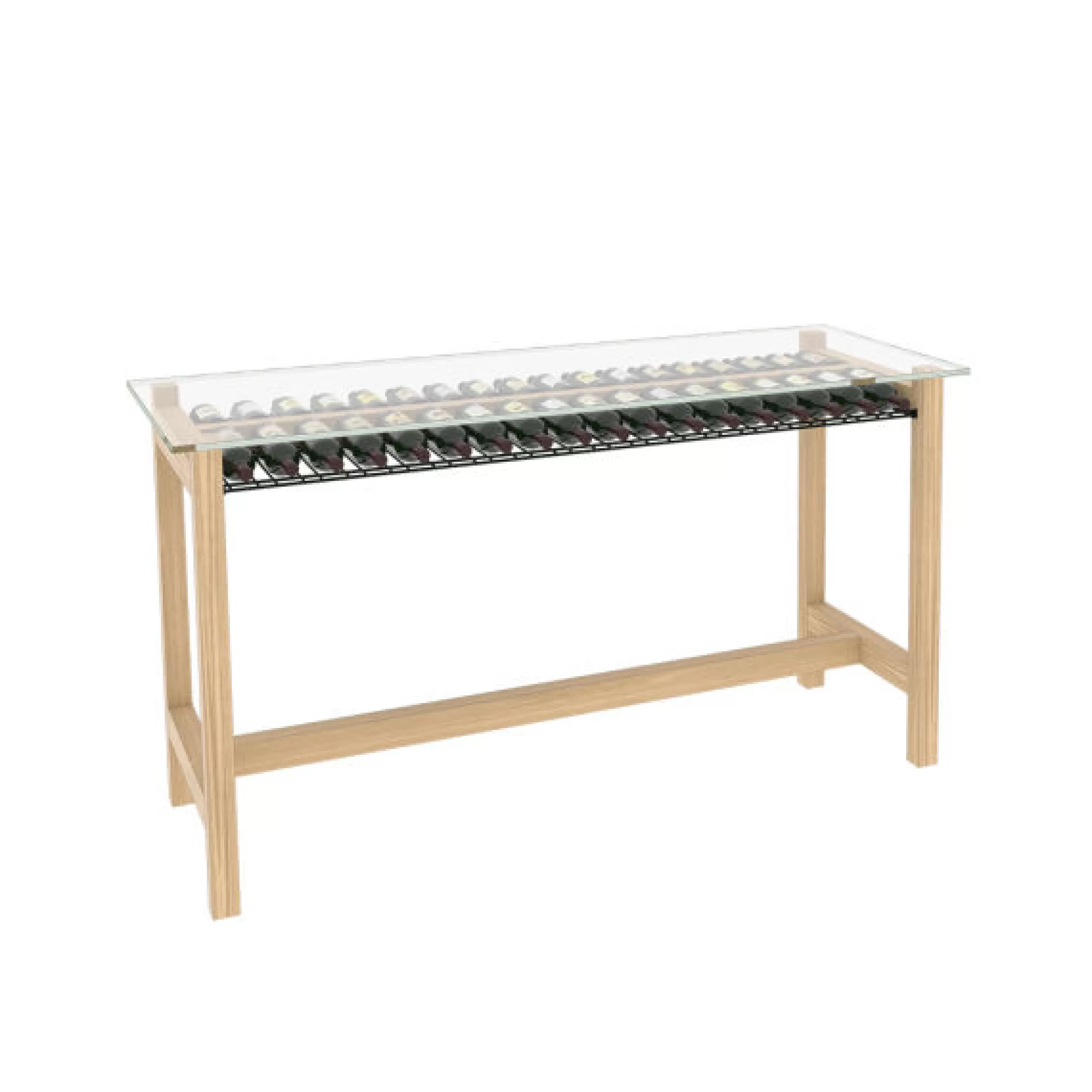 Mange Debout Et Bars>L'Atelier du Vin Etagere A Vin  Verre Bois Naturel / Comptoir De Degustation - L 202 X Larg. 80 Cm X H 110 Cm / 36 Bouteilles - Chene Naturel - Noir - Transparent