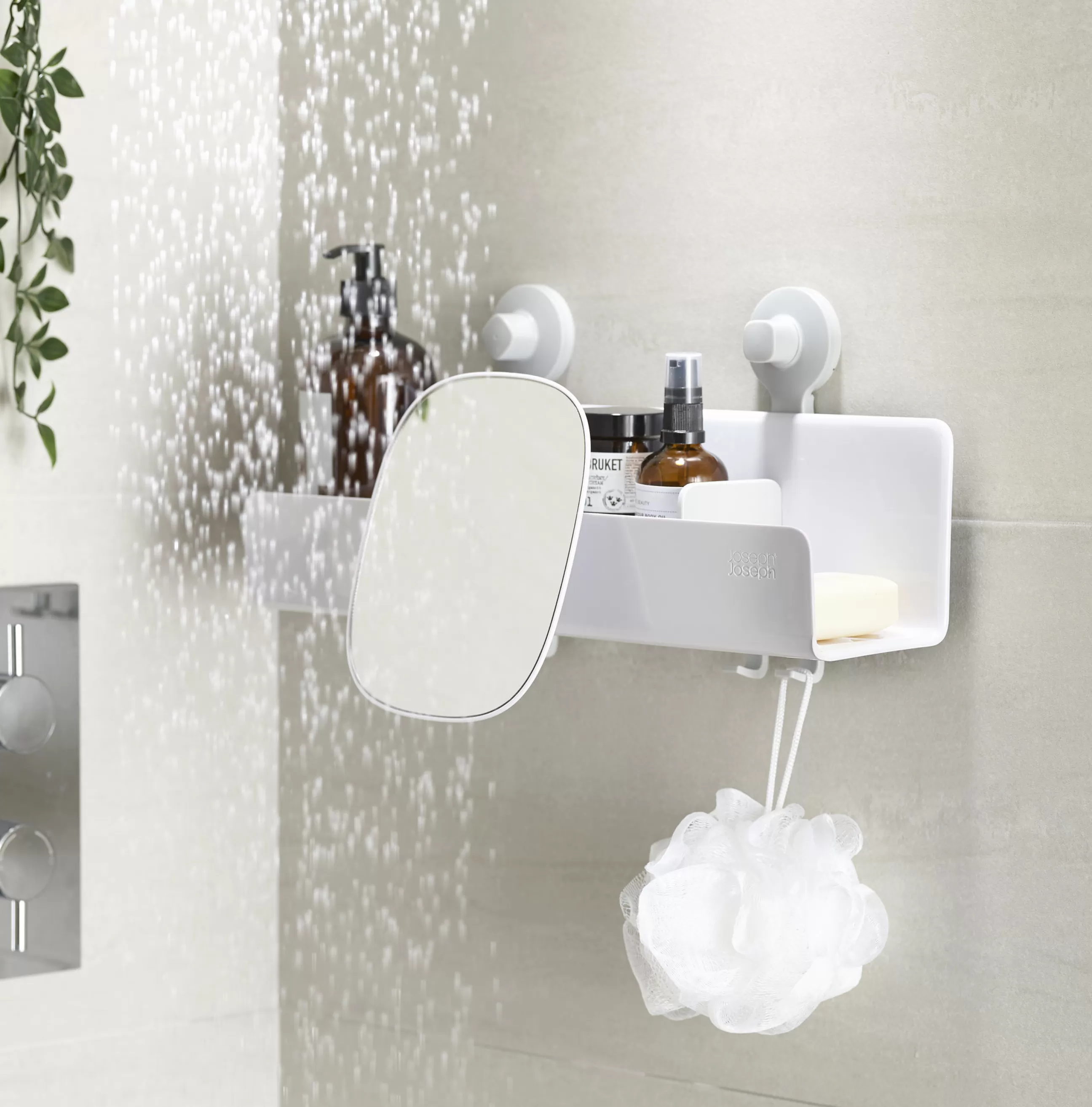 Accessoires Salle De Bains>Joseph Joseph Etagere De Douche Easystore Large Plastique/ L 40 Cm - Ventouses Puissantes / Miroir Amovible - Blanc