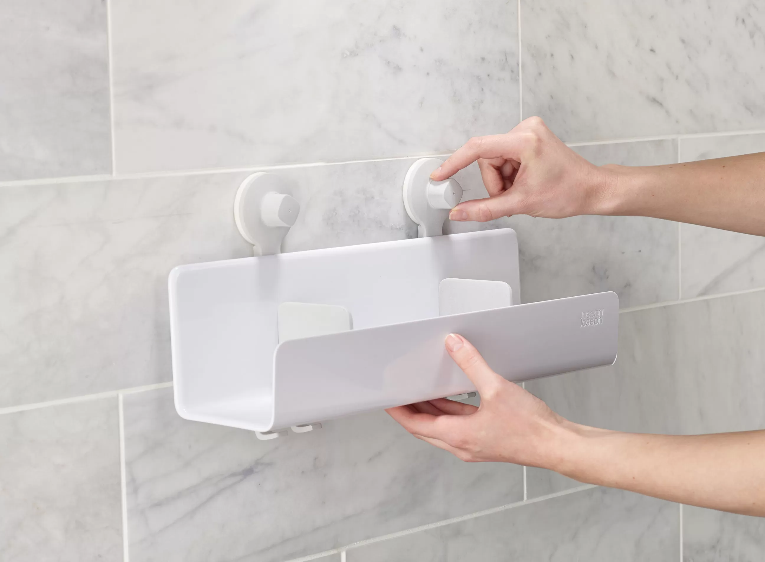 Accessoires Salle De Bains>Joseph Joseph Etagere De Douche Easystore Large Plastique/ L 40 Cm - Ventouses Puissantes / Miroir Amovible - Blanc