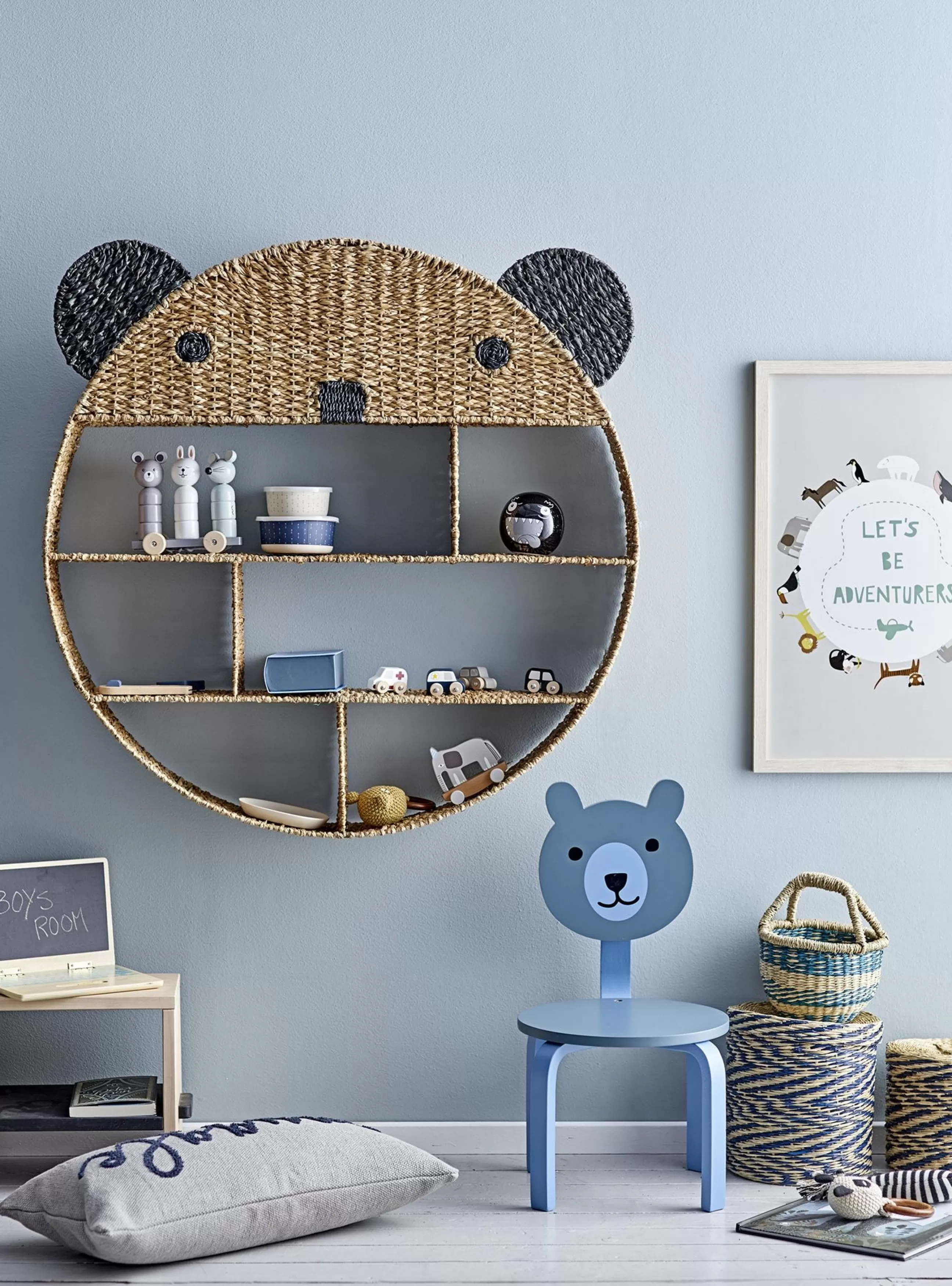 Mobilier Kids>Bloomingville Etagere Panda Fibre Vegetale Beige Bois Naturel / O 91 Cm - Naturel - Noir