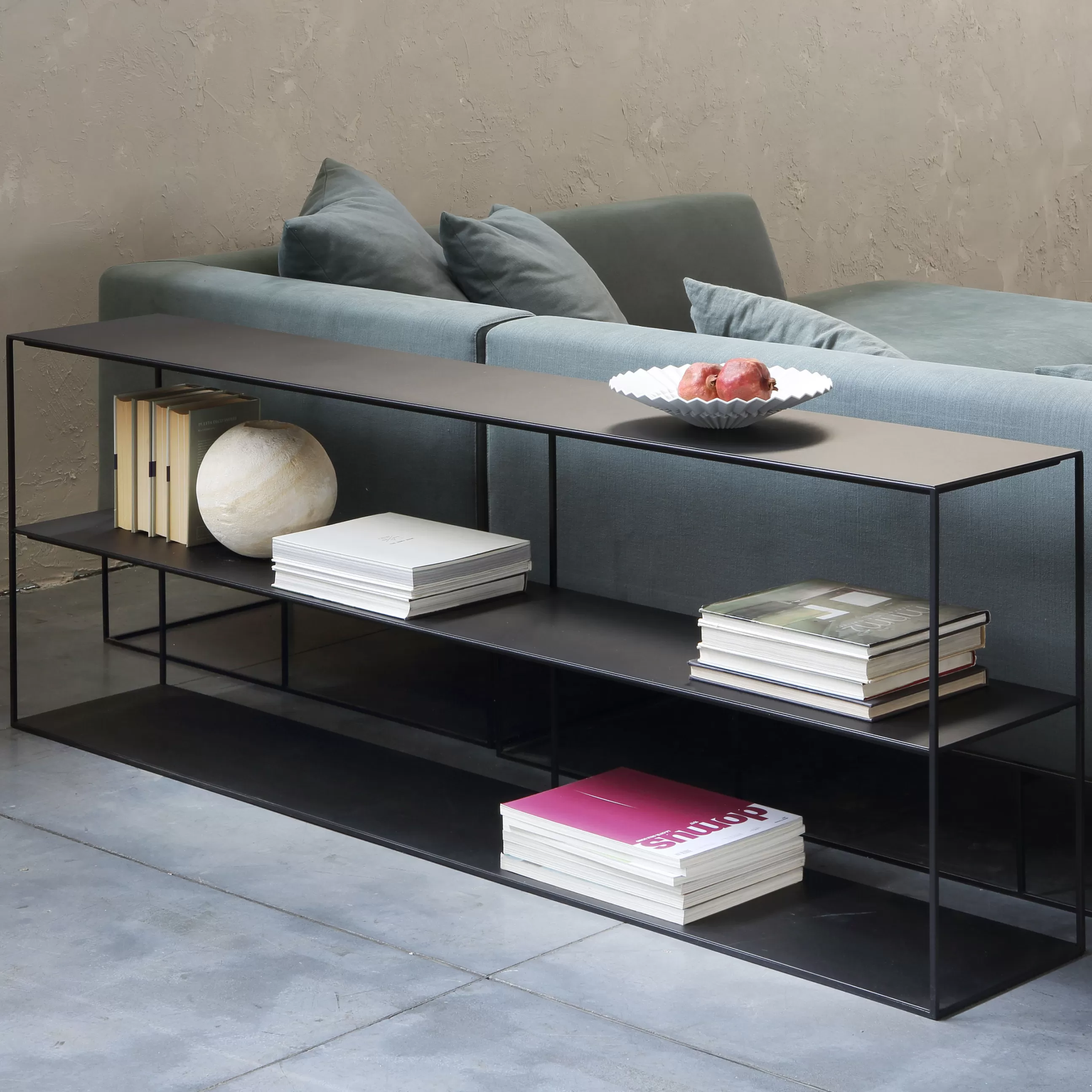 Consoles>Zeus Etagere Slim Irony Metal Noir / Console - L 180 X H 64 Cm - Noir Cuivre