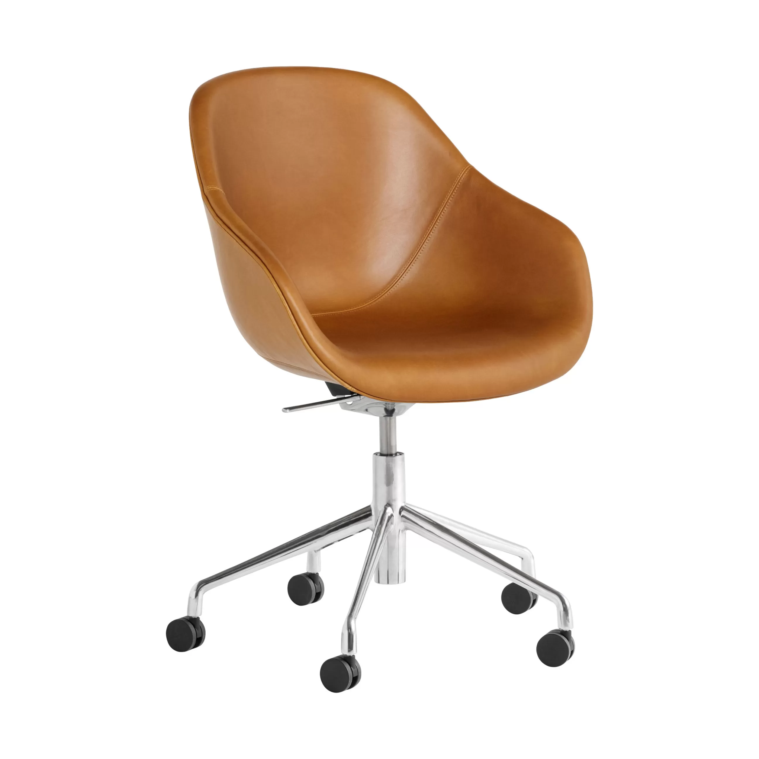 Fauteuils De Bureau>Hay Fauteuil A Roulettes About A Chair Aac155 Cuir Marron / Rembourre - Cuir Integral - Aluminium - Marron