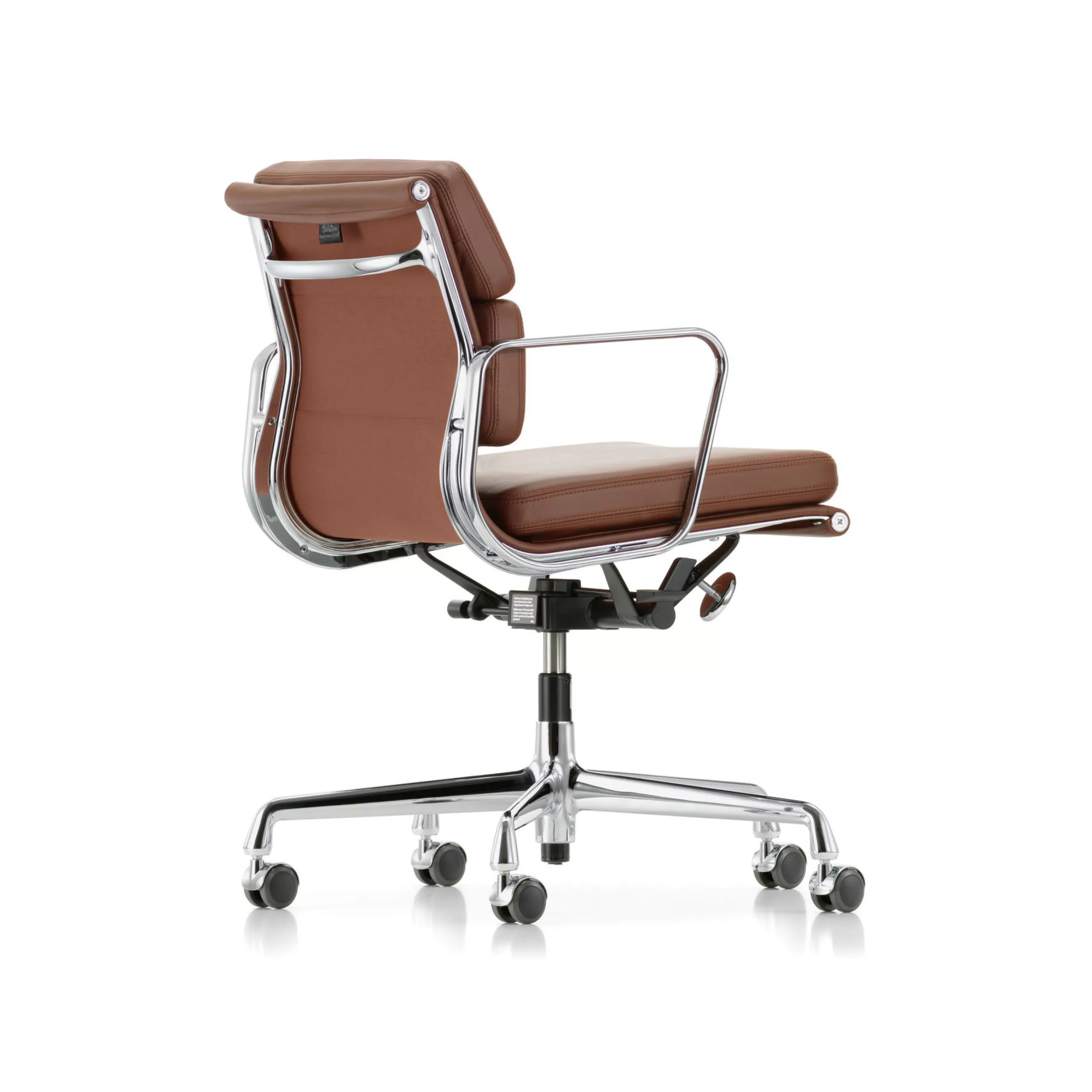 Fauteuils De Bureau>Vitra Fauteuil A Roulettes Soft Pad Ea 217 Cuir Marron / Dossier Mi-Haut - Cuir / Eames, 1969 - Alu Chrome - Cognac