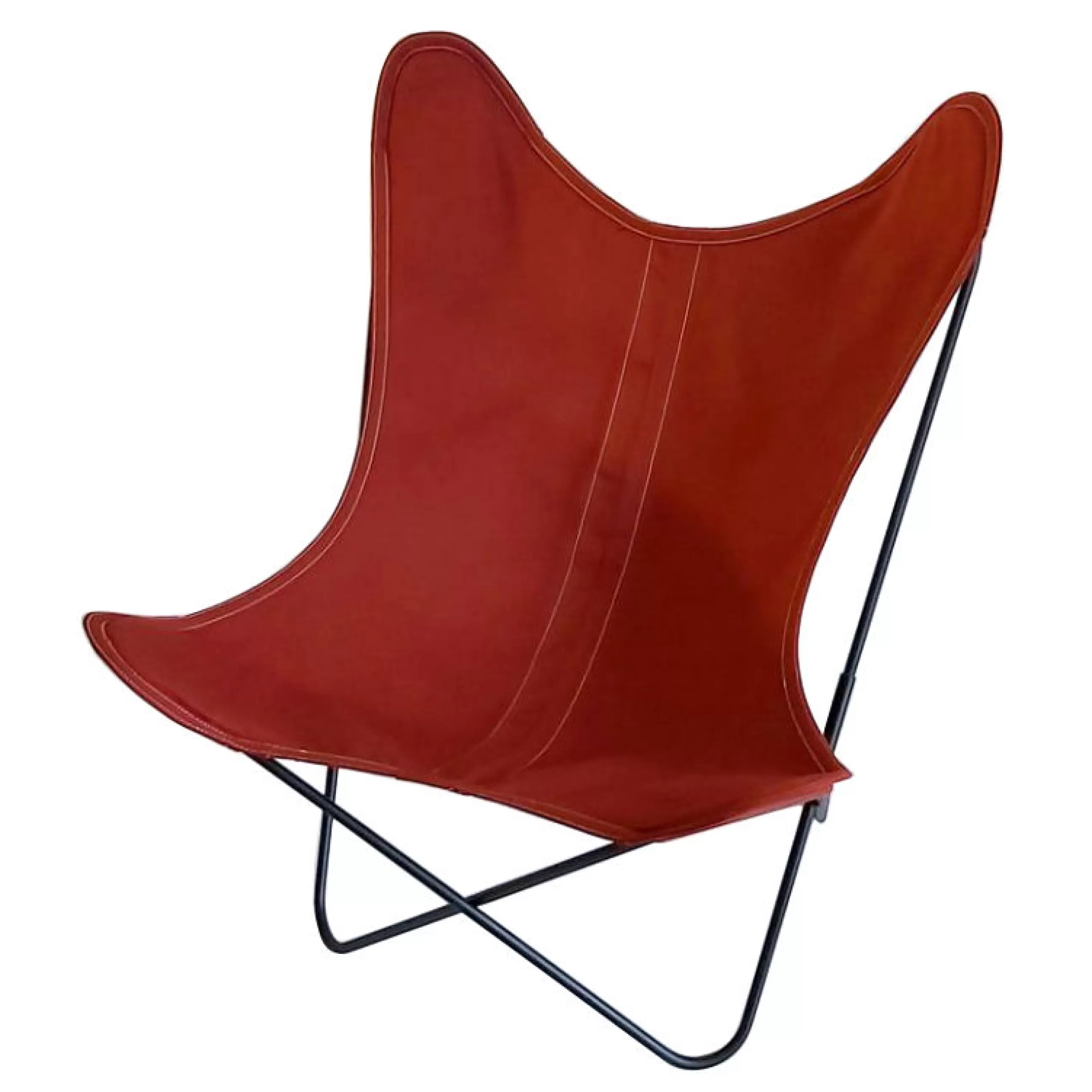 Fauteuils De Jardin>AA-New Design Fauteuil Aa Butterfly Outdoor Tissu Rouge Orange / Coton - Structure Noire - Noir - Terre Cuite