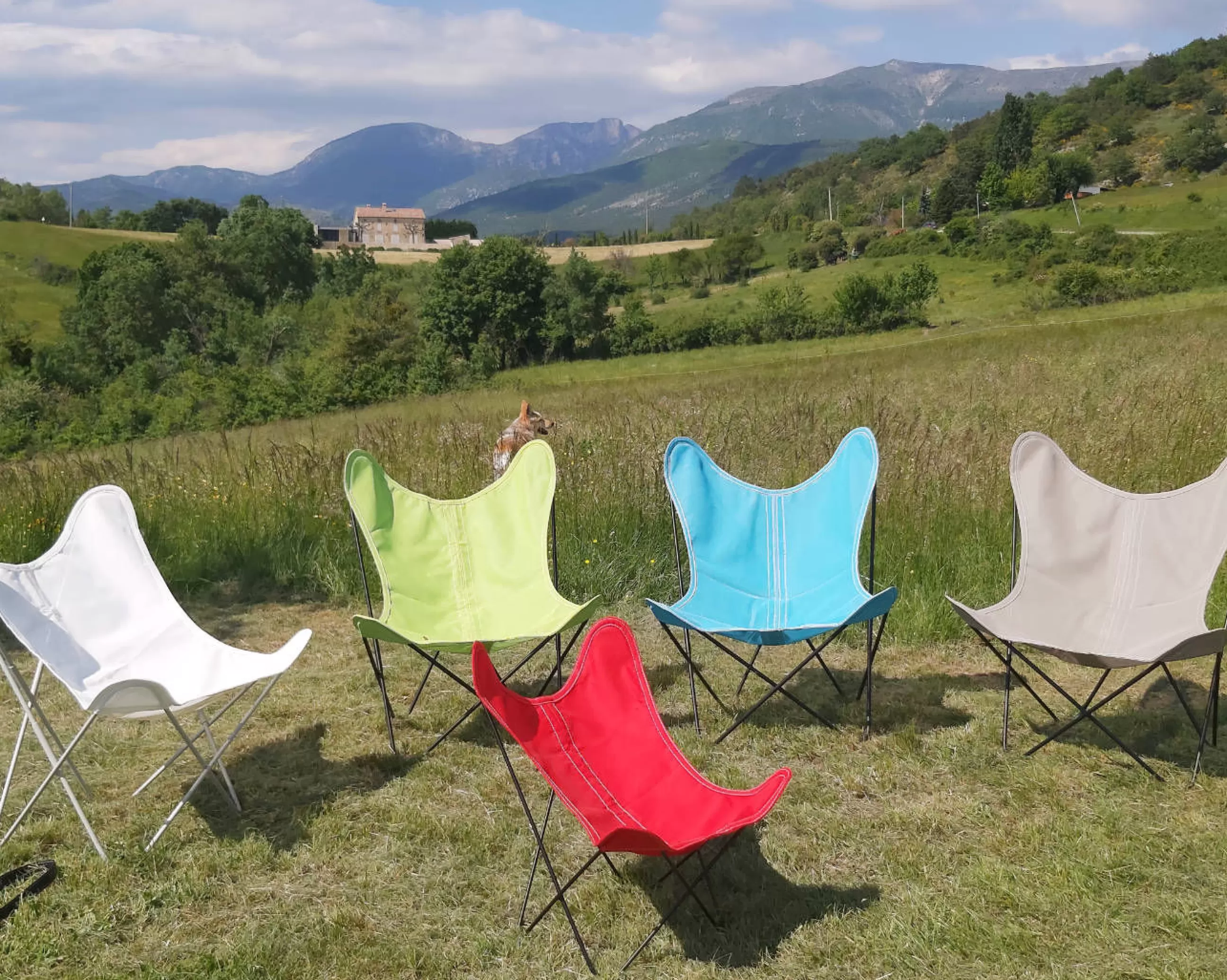 Fauteuils De Jardin>AA-New Design Fauteuil Aa Butterfly Outdoor Tissu Rouge Orange / Coton - Structure Noire - Noir - Terre Cuite