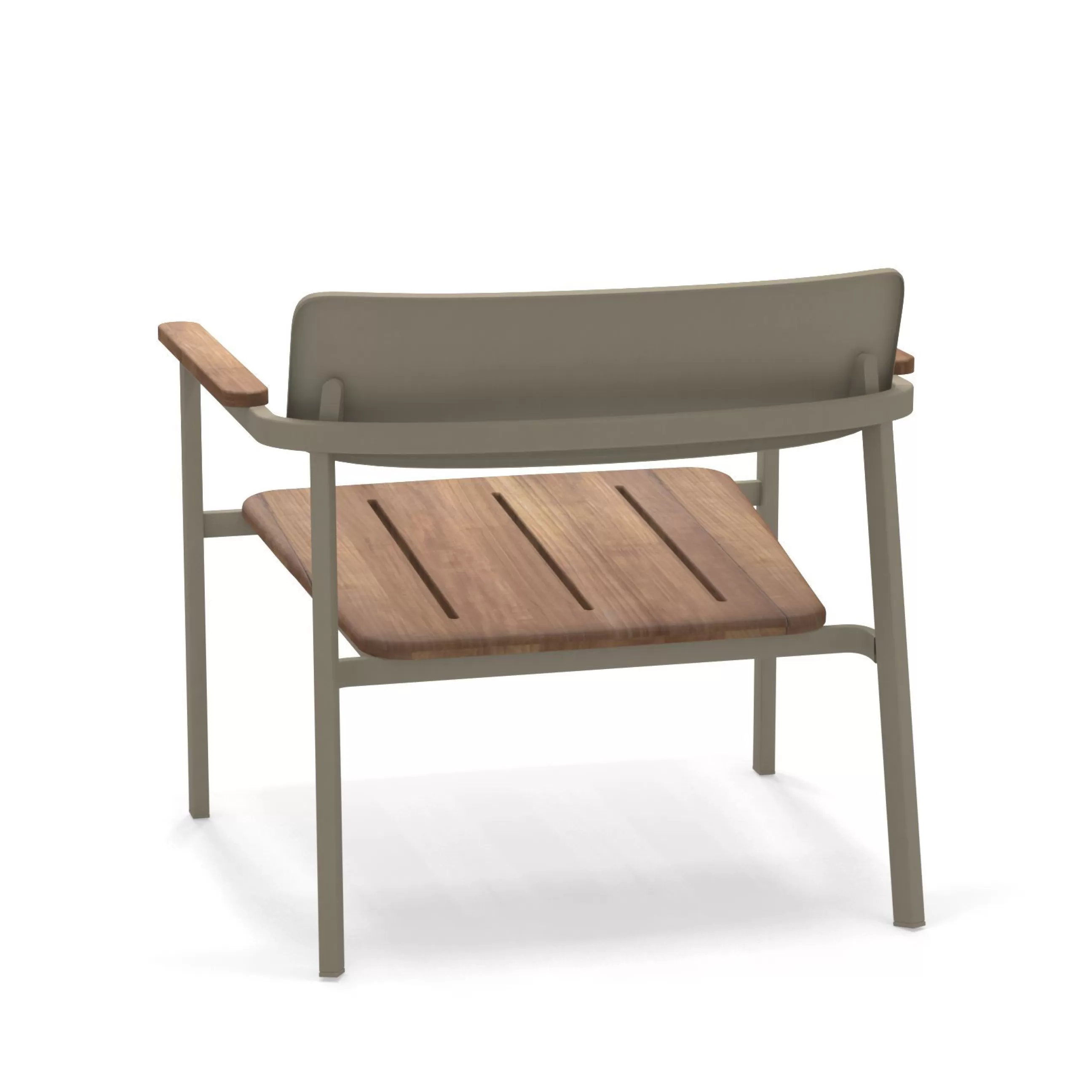 Fauteuils De Jardin>Emu Fauteuil Bas Empilable Shine Metal Beige Bois Naturel / Assise & Accoudoirs Teck - Teck - Tourterelle