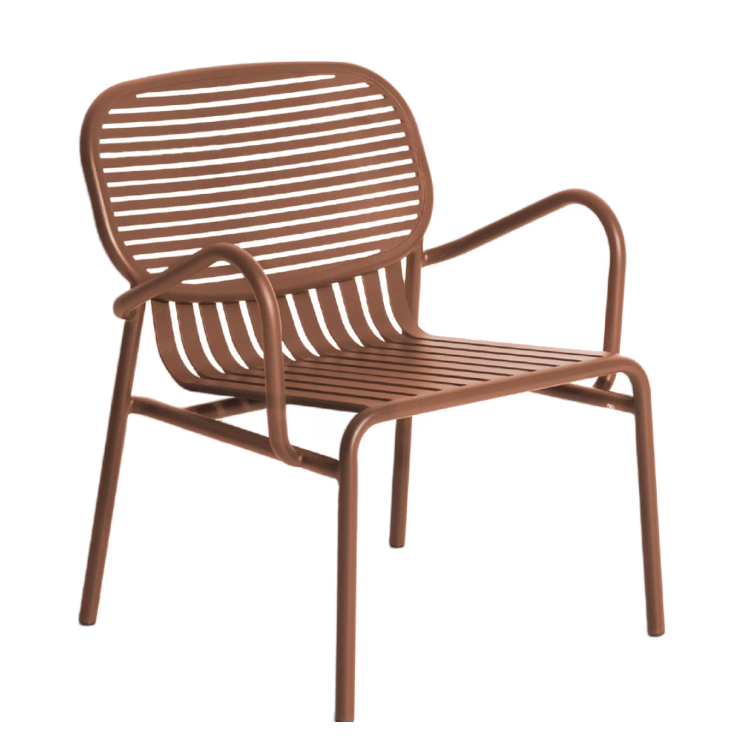 Fauteuils De Jardin>Petite Friture Fauteuil Bas Empilable Week-End Metal Marron / Empilable - Aluminium - Terracotta