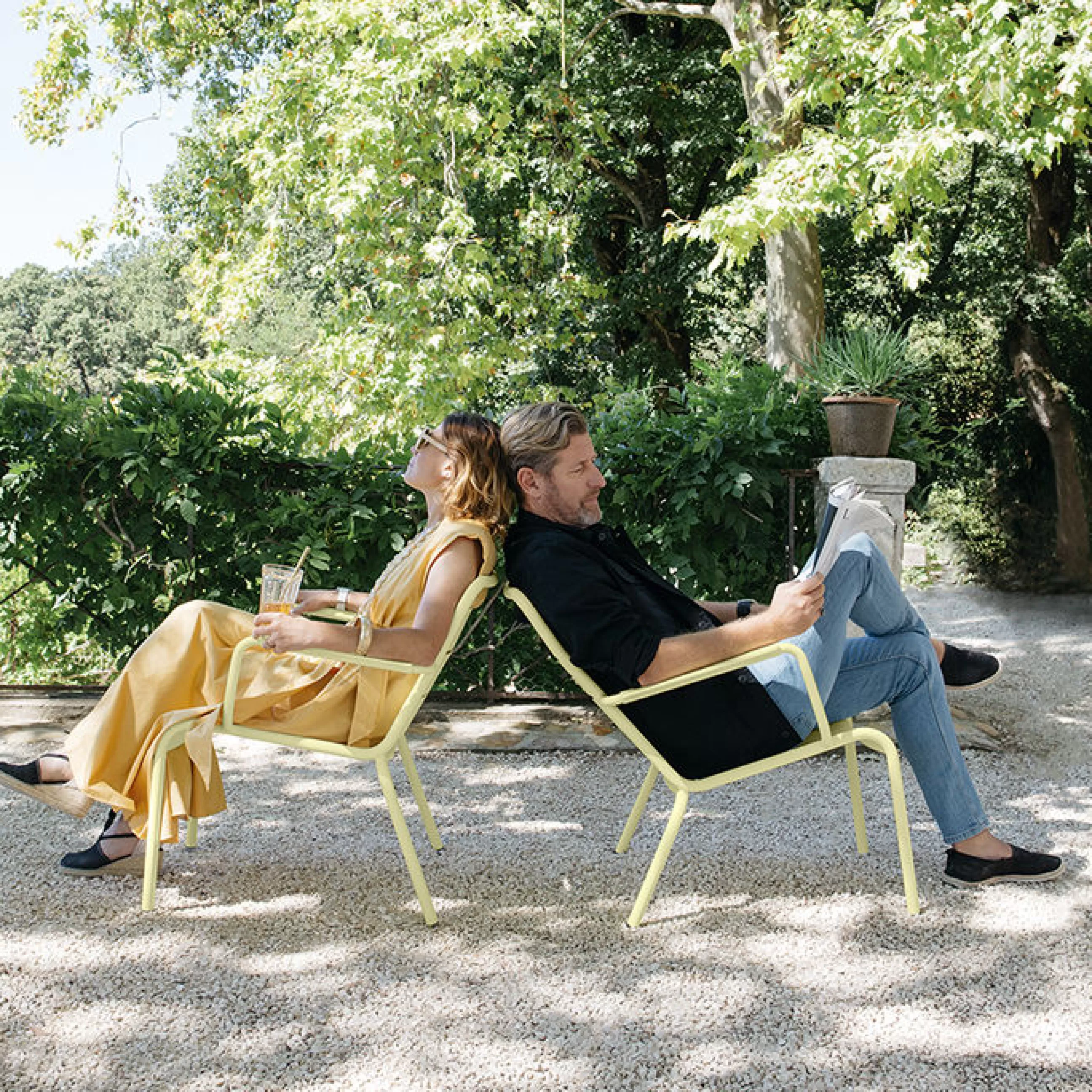 Fauteuils De Jardin>Fermob Fauteuil Bas Luxembourg Metal Jaune / Aluminium - Miel Texture