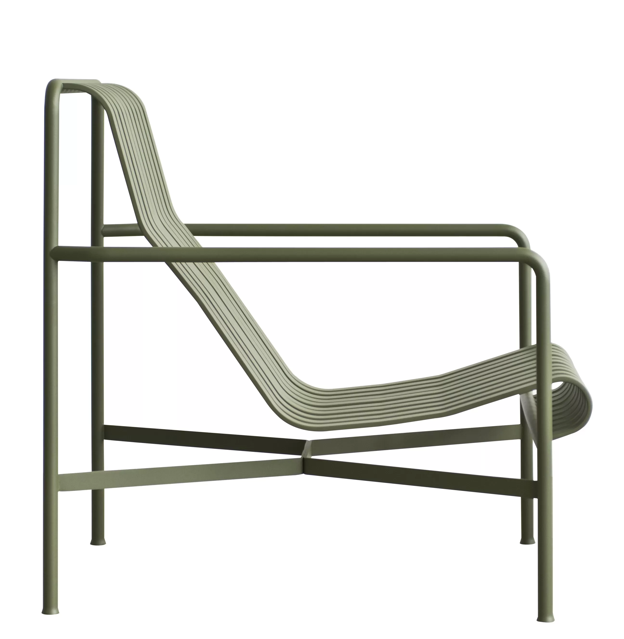 Fauteuils De Jardin>Hay Fauteuil Bas Palissade Metal Vert / Dossier Haut - R & E Bouroullec - Vert Olive
