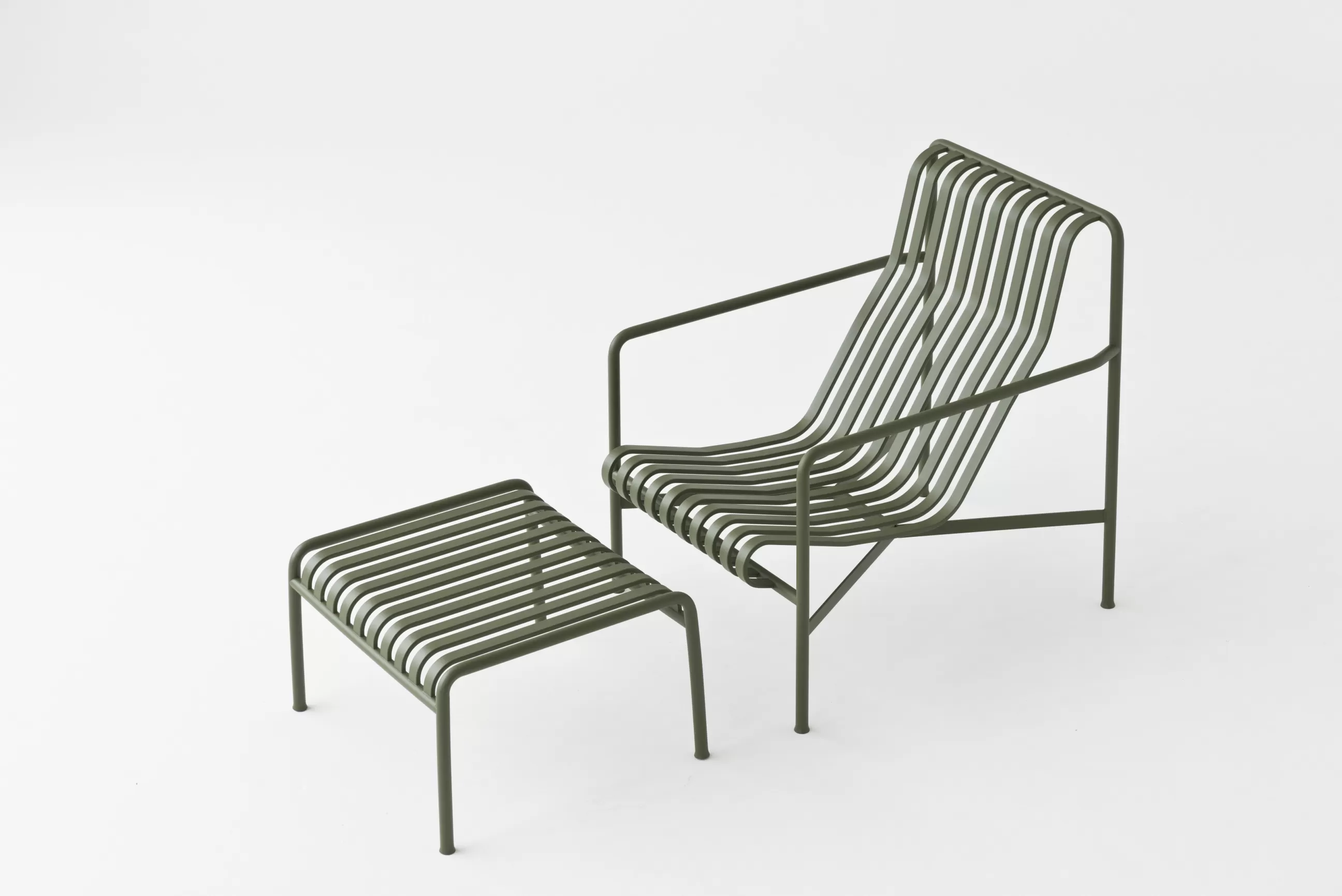 Fauteuils De Jardin>Hay Fauteuil Bas Palissade Metal Vert / Dossier Haut - R & E Bouroullec - Vert Olive