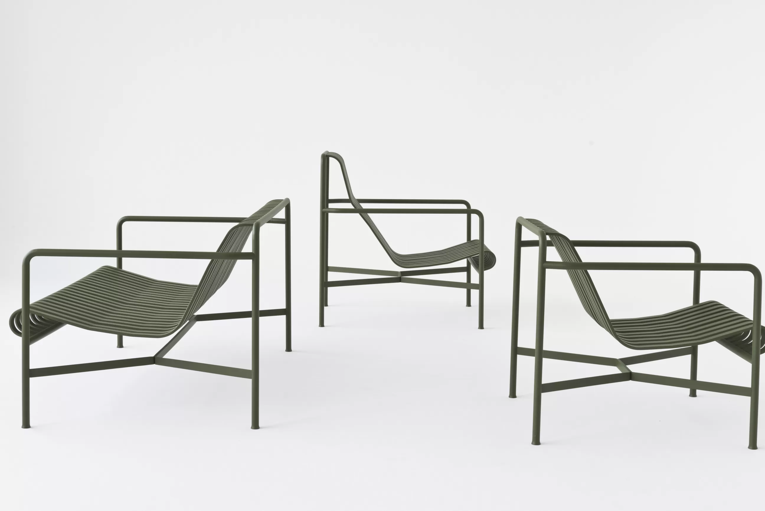 Fauteuils De Jardin>Hay Fauteuil Bas Palissade Metal Vert / Dossier Haut - R & E Bouroullec - Vert Olive