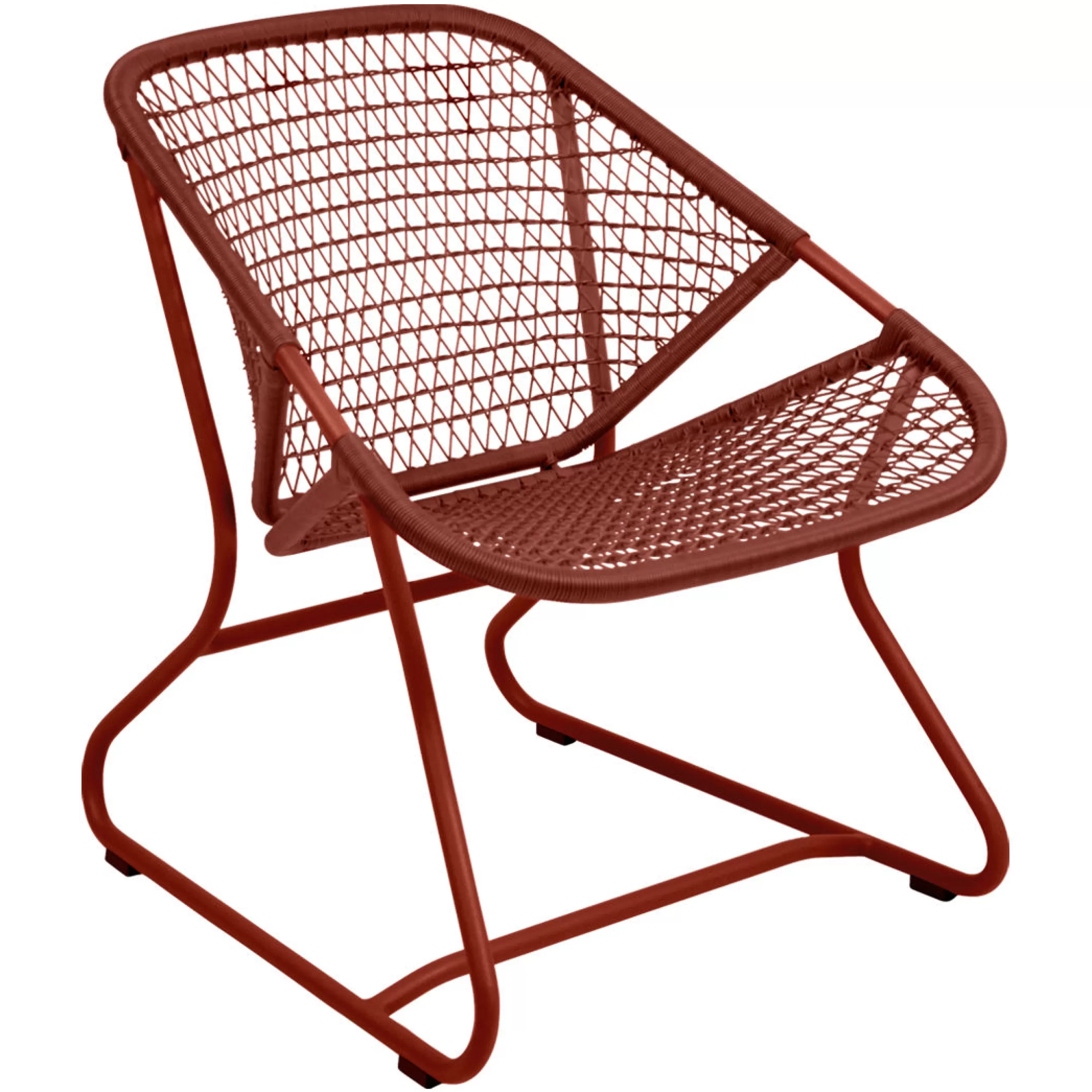 Fauteuils De Jardin>Fermob Fauteuil Bas Sixties Plastique Rouge / Assise Souple Plastique Tresse - Ocre Rouge