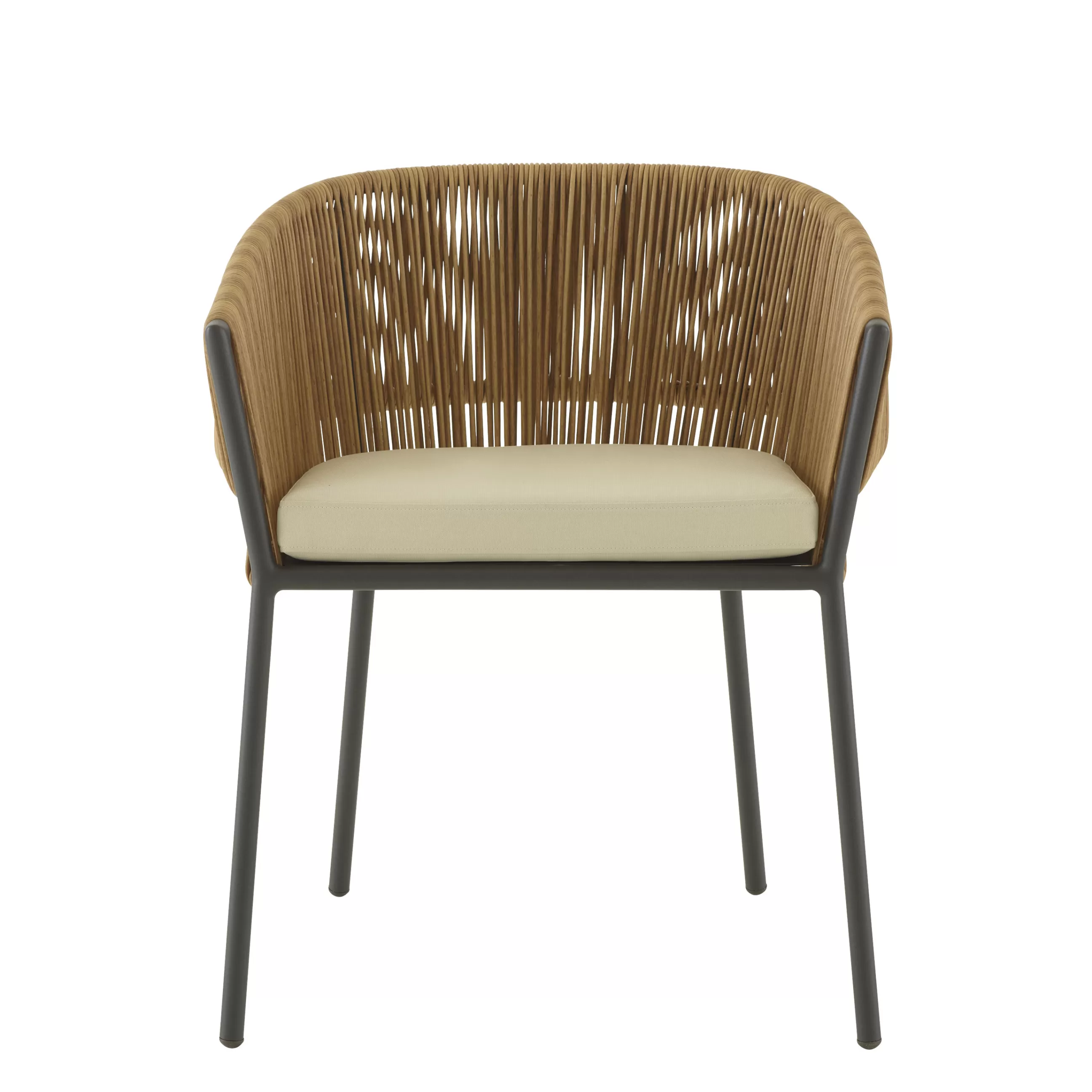 Fauteuils De Jardin>Cinna Fauteuil Bridge Lapel Plastique Beige / Rotin Synthetique - Coussin D'Assise - Beige - Charbon - Naturel
