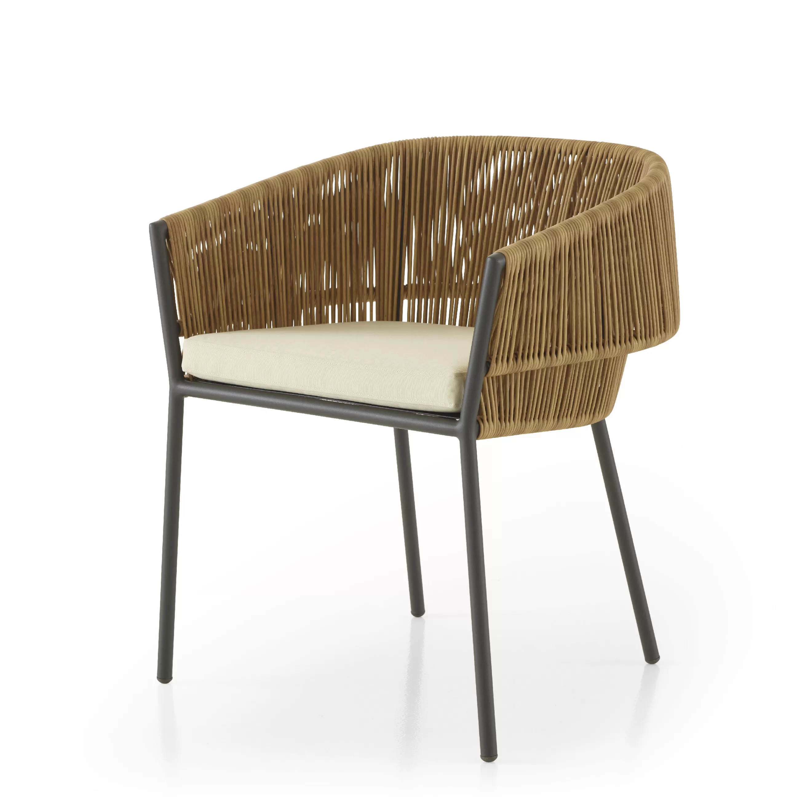 Fauteuils De Jardin>Cinna Fauteuil Bridge Lapel Plastique Beige / Rotin Synthetique - Coussin D'Assise - Beige - Charbon - Naturel