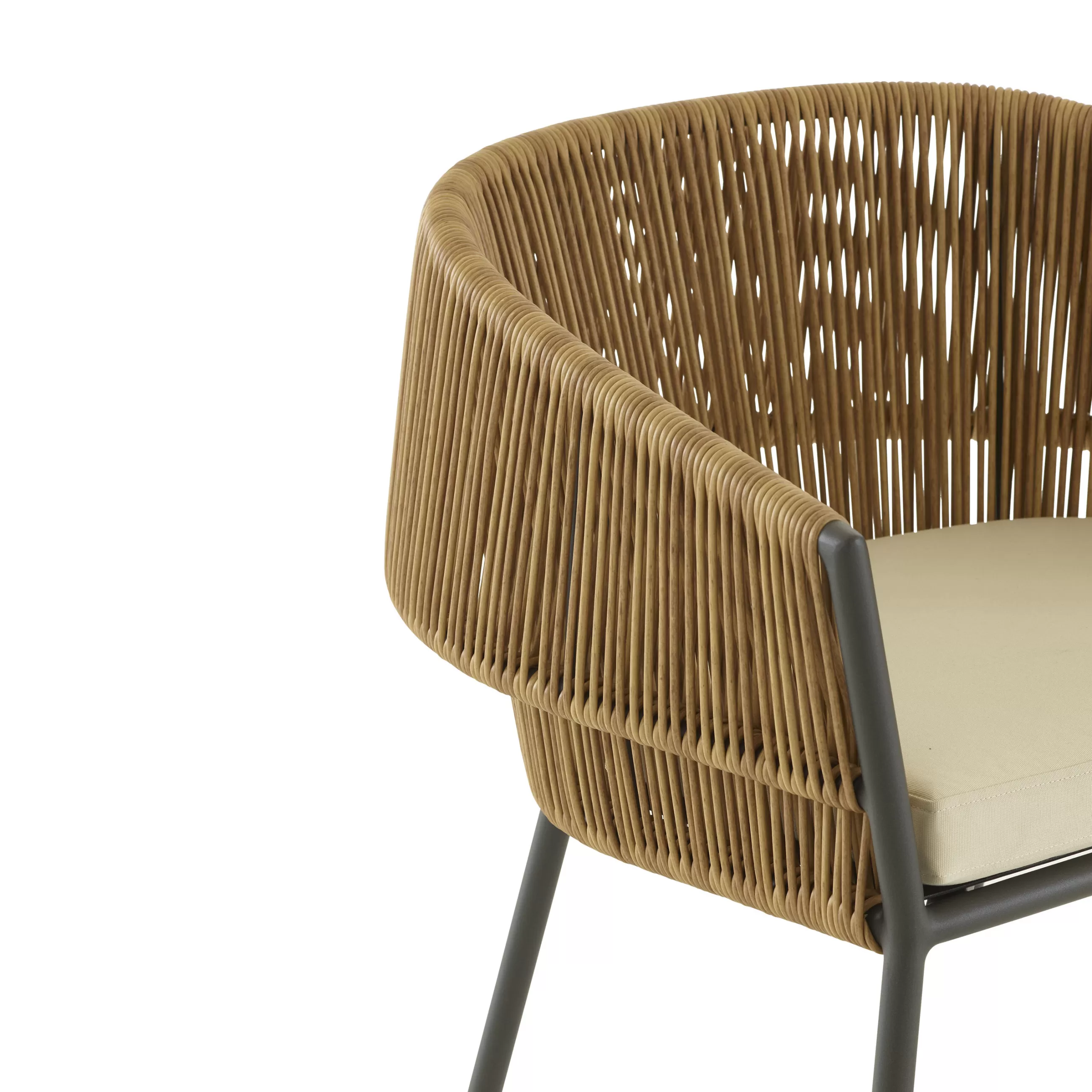 Fauteuils De Jardin>Cinna Fauteuil Bridge Lapel Plastique Beige / Rotin Synthetique - Coussin D'Assise - Beige - Charbon - Naturel