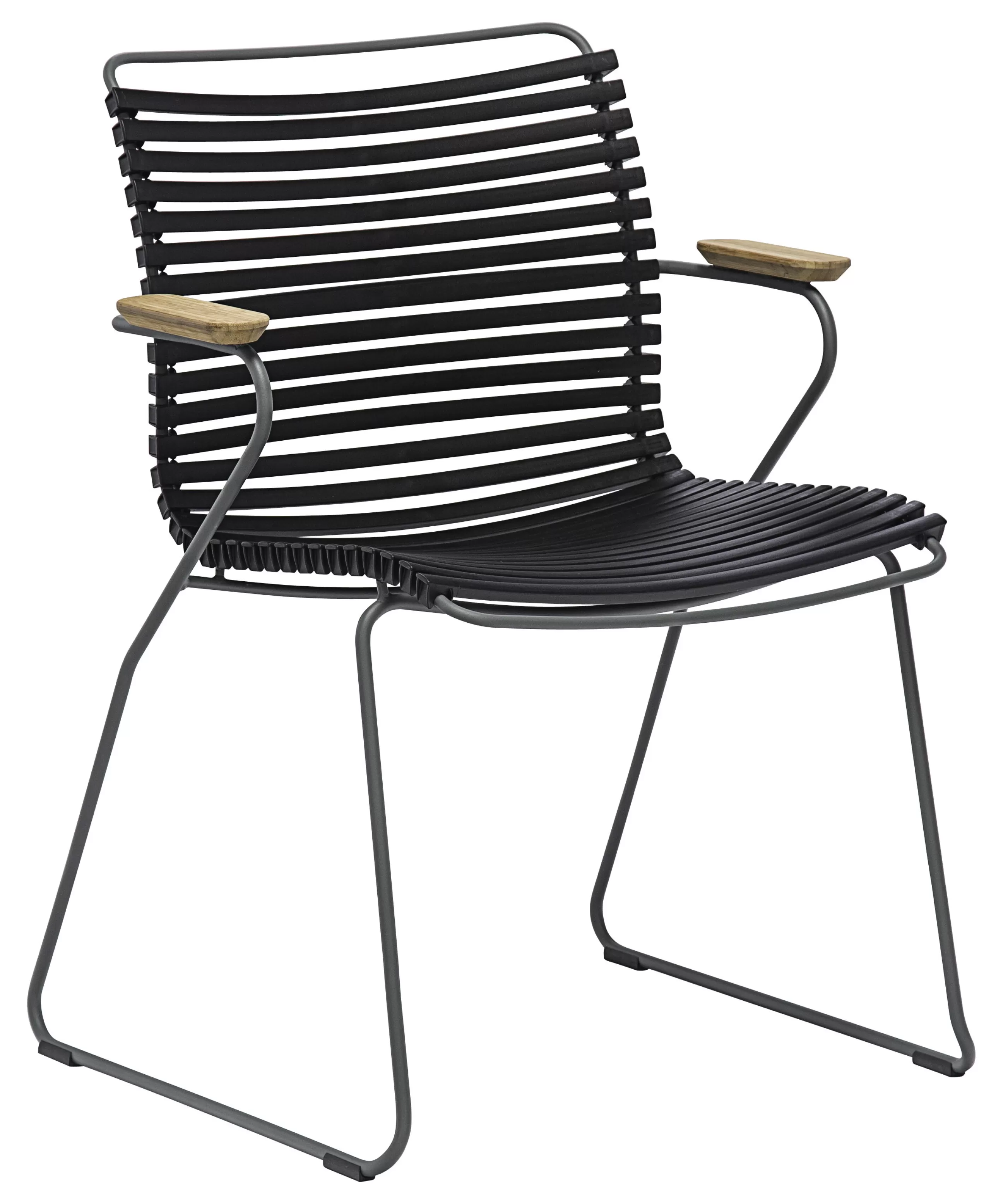 Chaises De Jardin>Houe Fauteuil Click Plastique/ Accoudoirs Bambou - Noir