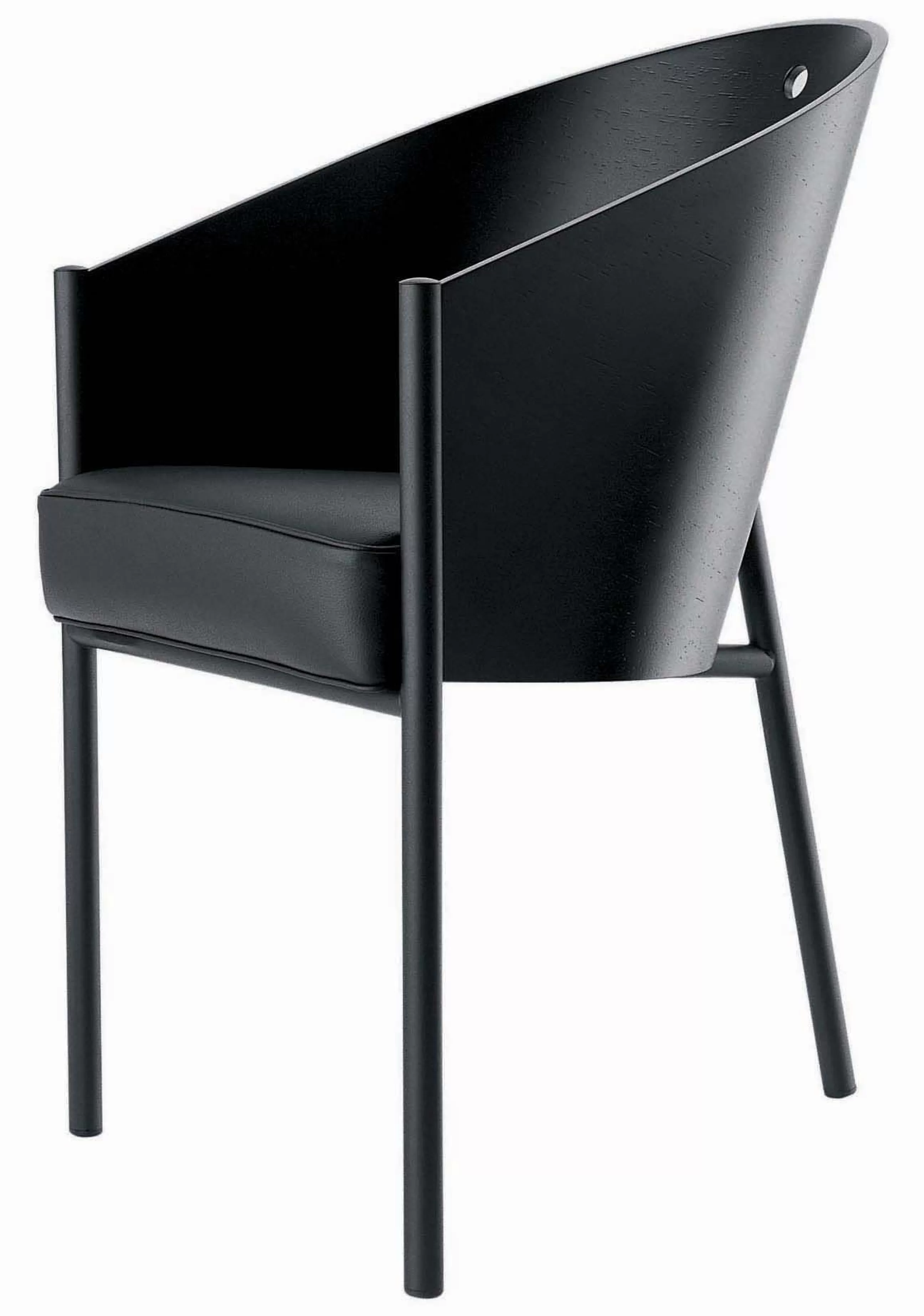 Fauteuils De Bureau>Driade Fauteuil Costes Cuir Bois Noir - Rouvre Finition Ebene