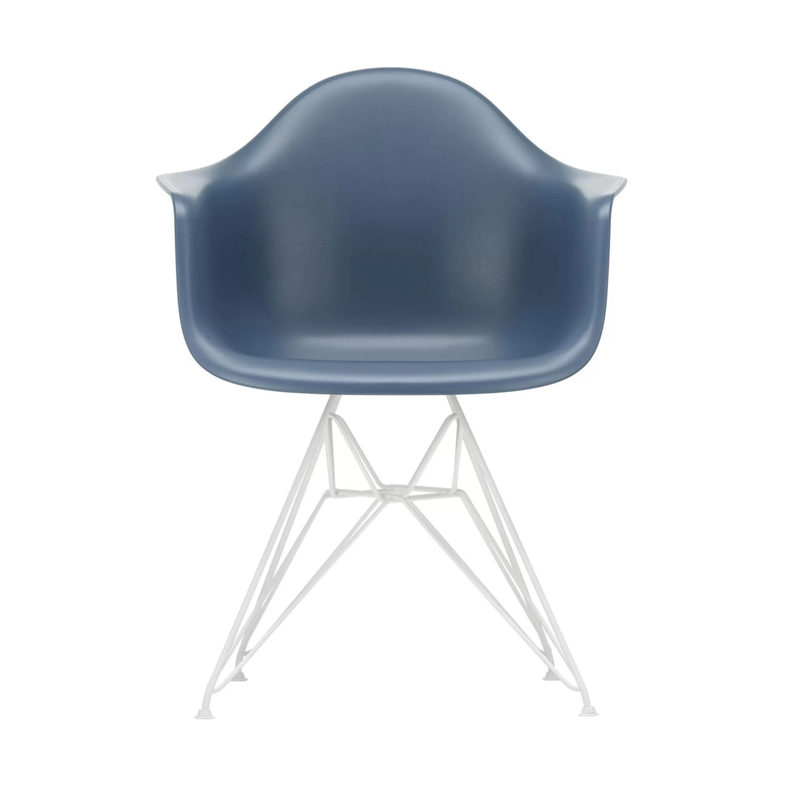 Terrasses Et Balcons>Vitra Fauteuil Dar - Eames Plastic Armchair Plastique Bleu / (1950) - Pieds Blancs - Blanc - Bleu De Mer