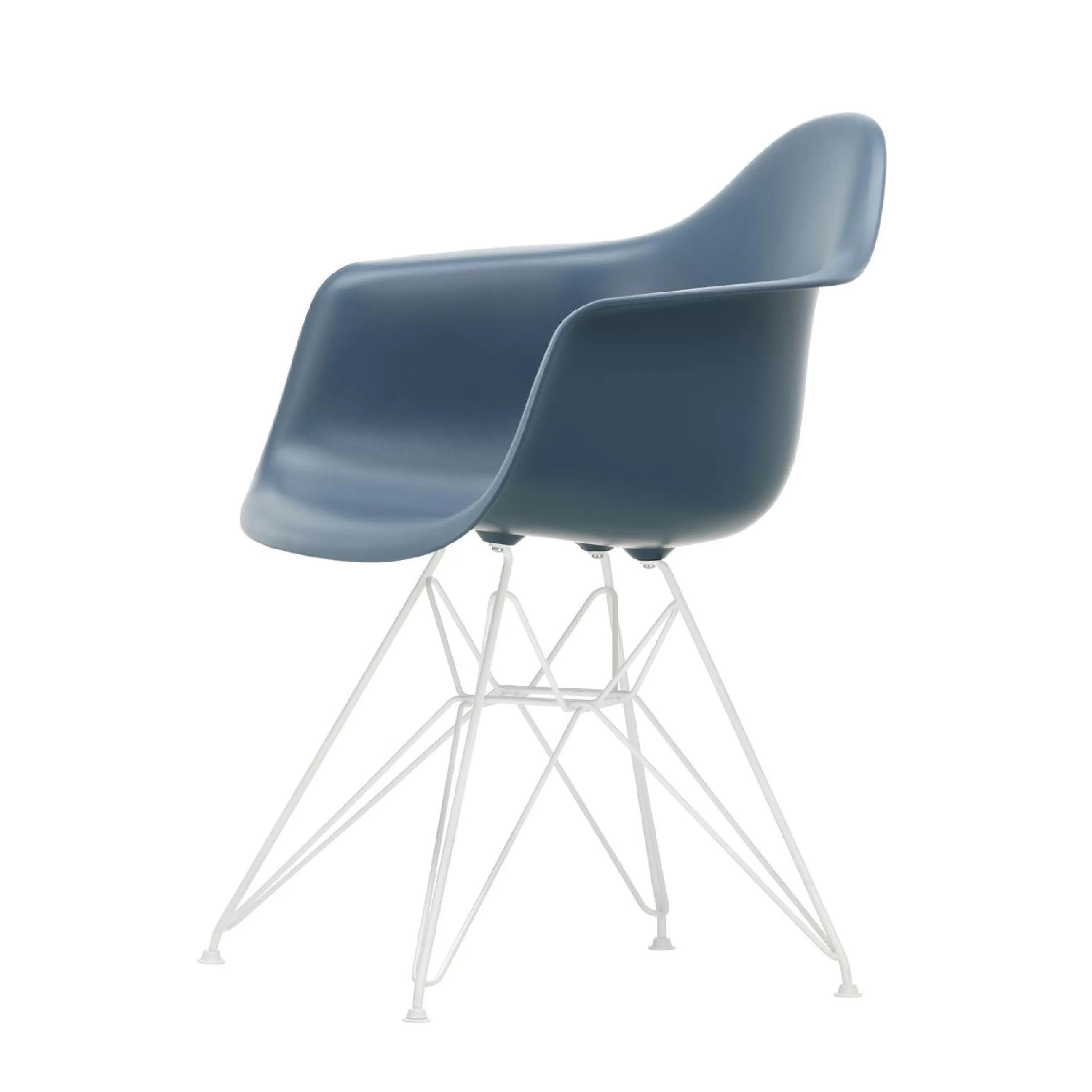Terrasses Et Balcons>Vitra Fauteuil Dar - Eames Plastic Armchair Plastique Bleu / (1950) - Pieds Blancs - Blanc - Bleu De Mer