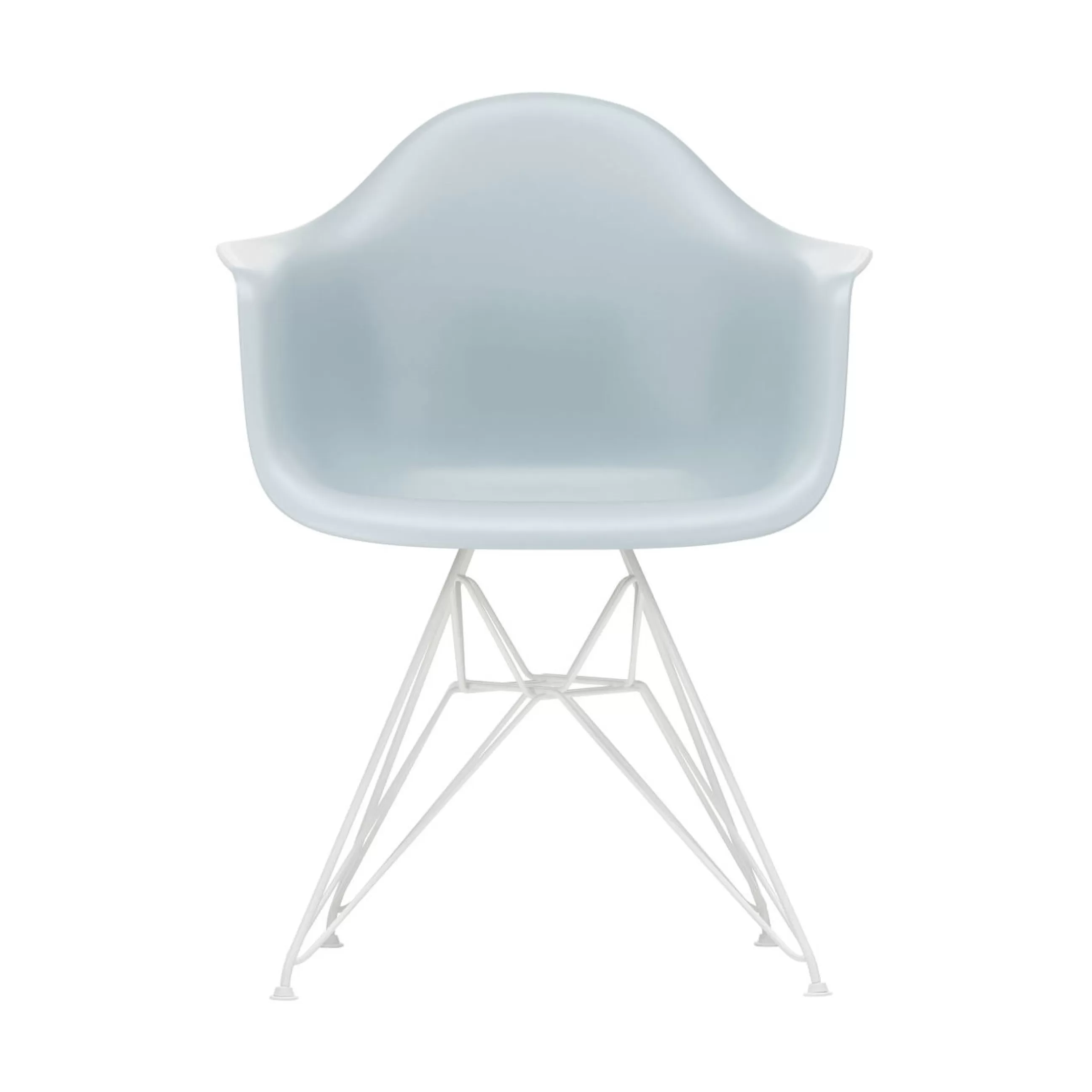 Chaises De Jardin>Vitra Fauteuil Dar - Eames Plastic Armchair Plastique Bleu Gris / (1950) - Pieds Blancs - Blanc - Gris Bleute