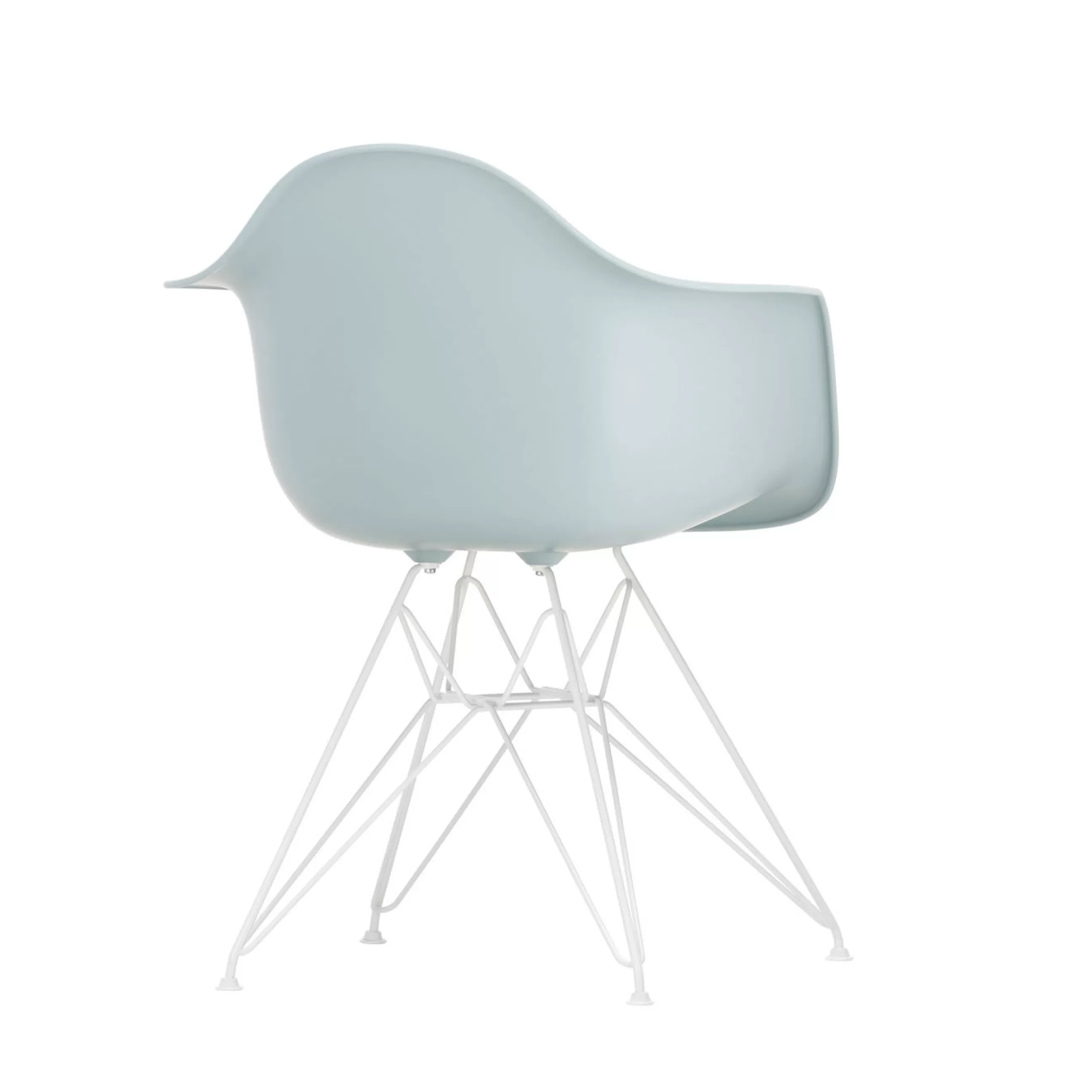 Chaises De Jardin>Vitra Fauteuil Dar - Eames Plastic Armchair Plastique Bleu Gris / (1950) - Pieds Blancs - Blanc - Gris Bleute