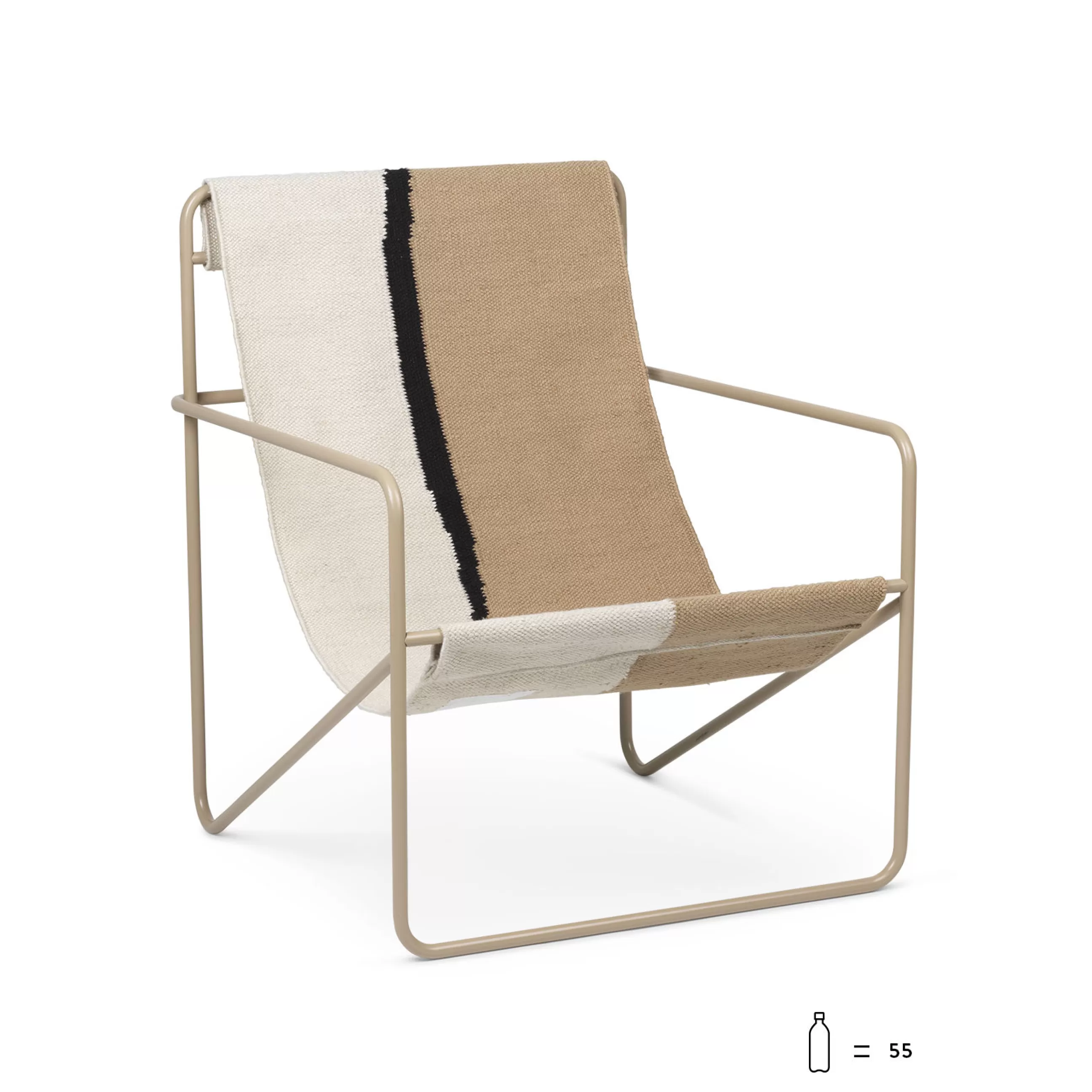 Fauteuils De Jardin>Ferm Living Fauteuil Desert Tissu Blanc Beige / Structure Beige - Bouteilles Plastique Recyclees - Beige - Taupe