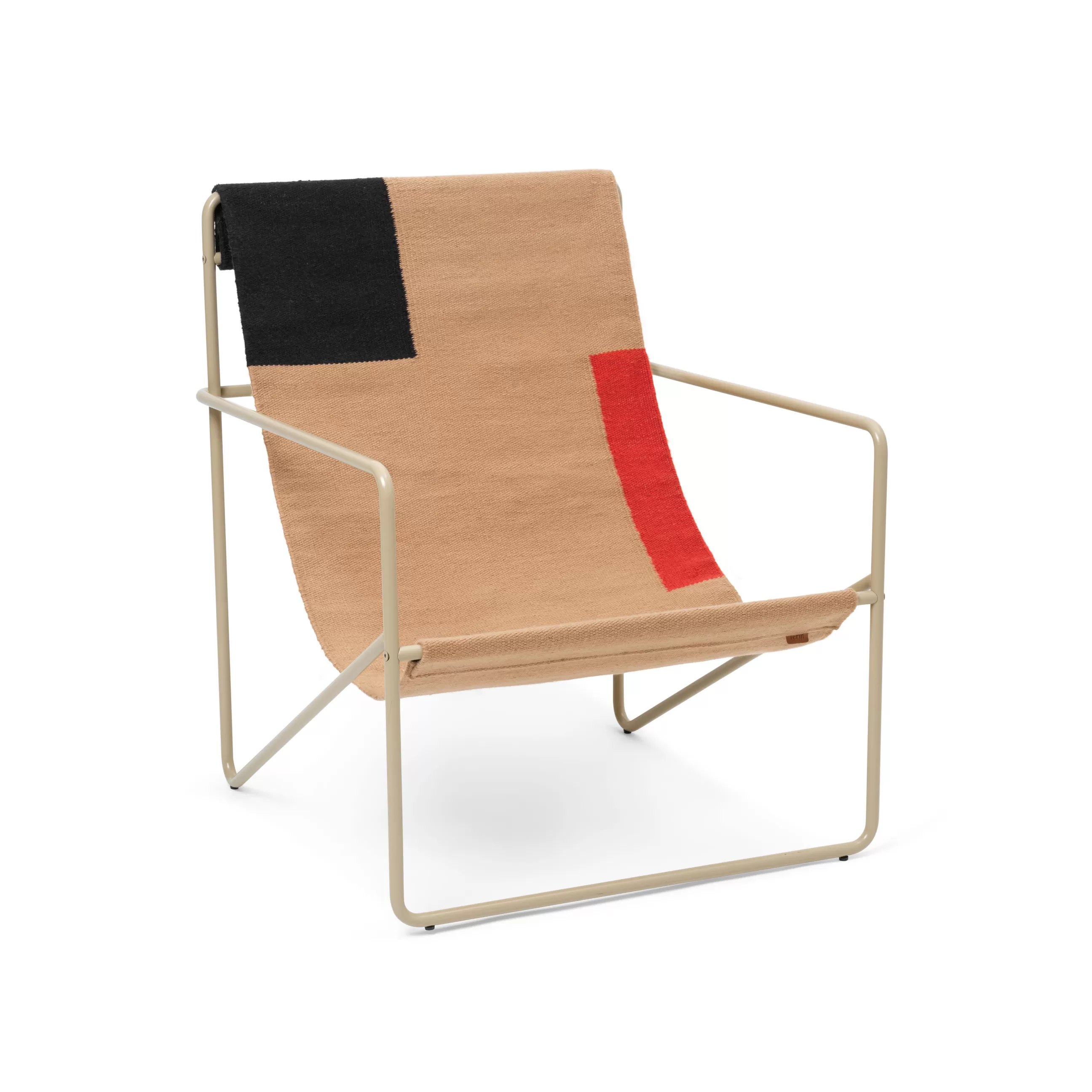 Fauteuils De Jardin>Ferm Living Fauteuil Desert Tissu Multicolore Beige / Structure Beige - Bouteilles Plastique Recyclees - Beige Cachemire - Noir - Orange - Taupe