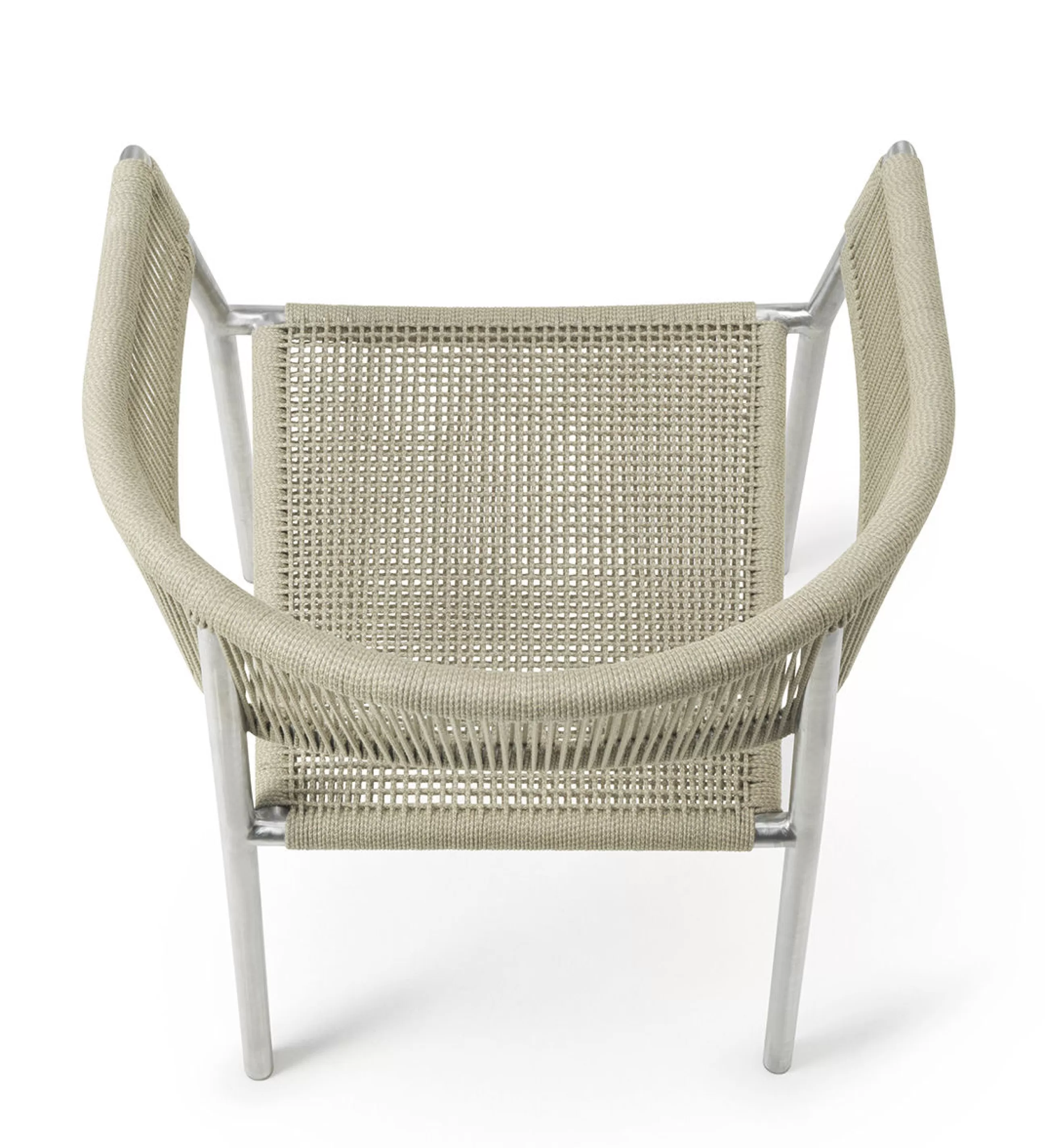 Chaises De Jardin>Ethimo Fauteuil Empilable Kilt Tissu Beige Metal / Corde Synthetique - Acier Brut - Beige