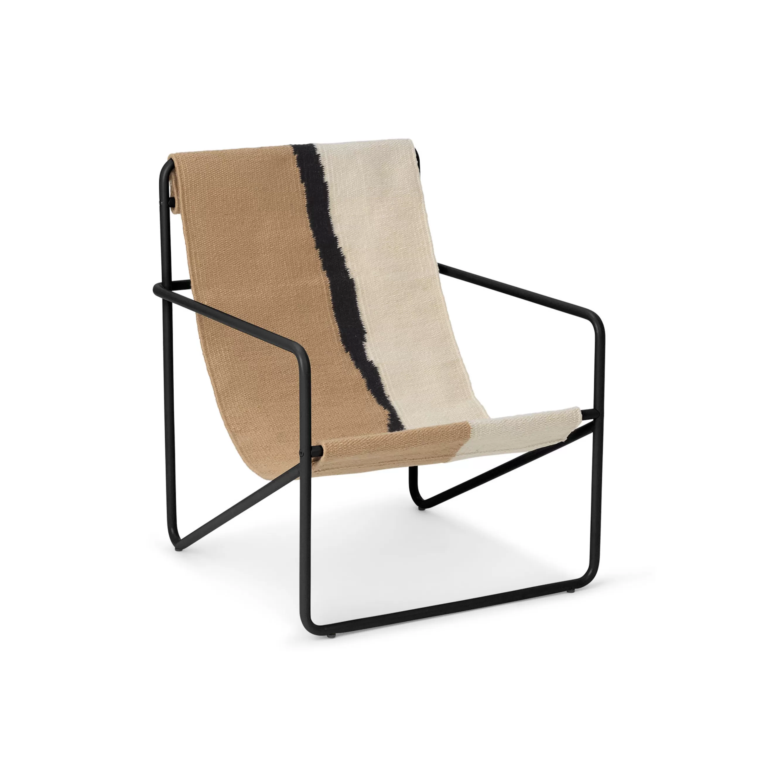 Mobilier Kids>Ferm Living Fauteuil Enfant Desert Tissu Blanc Beige / Structure Noire - Bouteilles Plastique Recyclees - Beige - Noir - Taupe