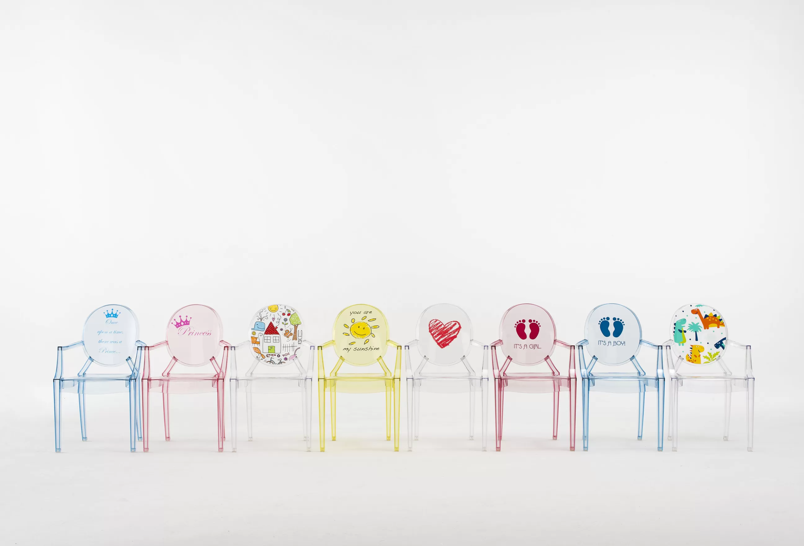 Mobilier Kids>Kartell Fauteuil Enfant Lou Lou Ghost Plastique Multicolore Transparent / Dossier Décore - Multicolore - Transparent