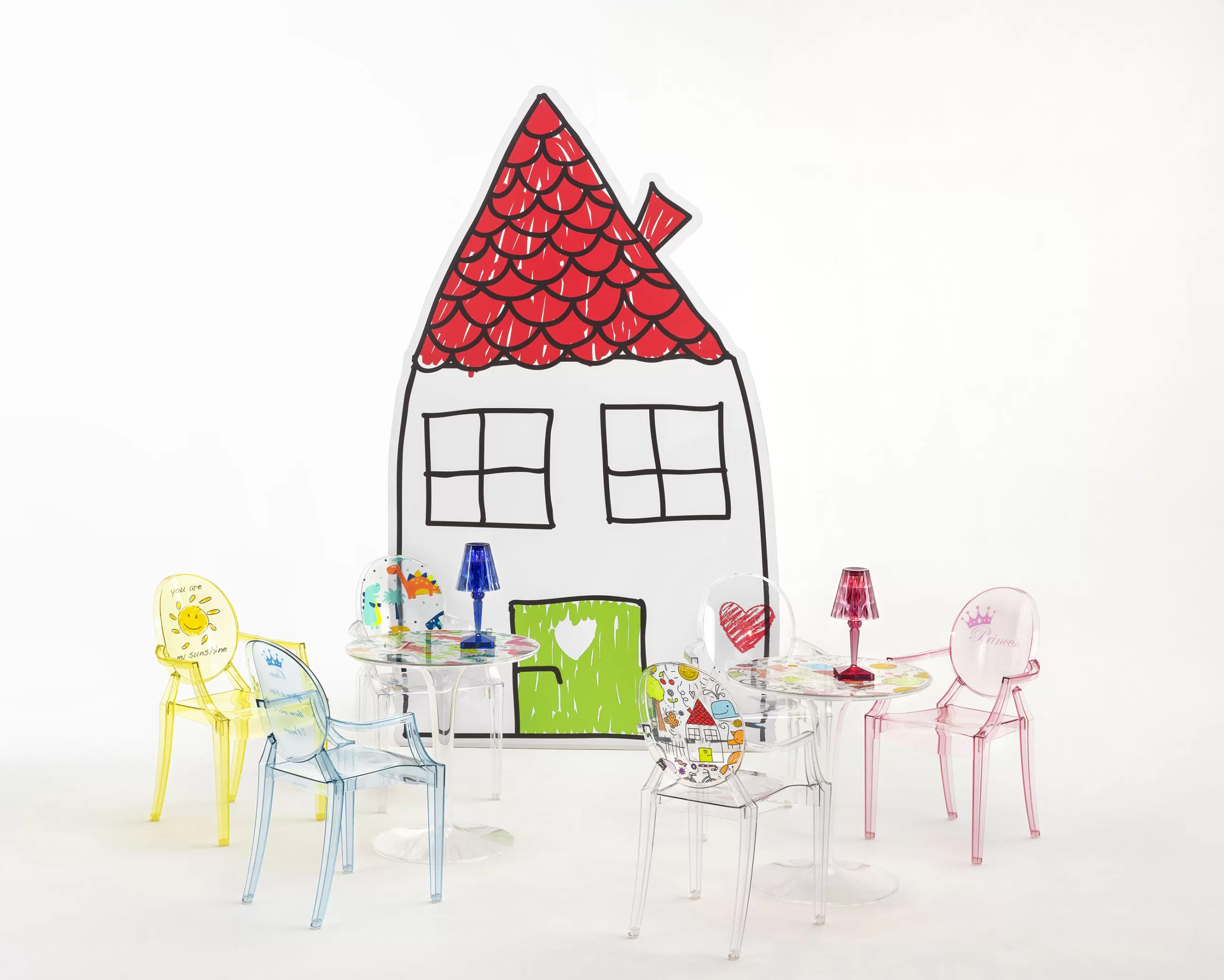 Mobilier Kids>Kartell Fauteuil Enfant Lou Lou Ghost Plastique Multicolore Transparent / Dossier Décore - Multicolore - Transparent