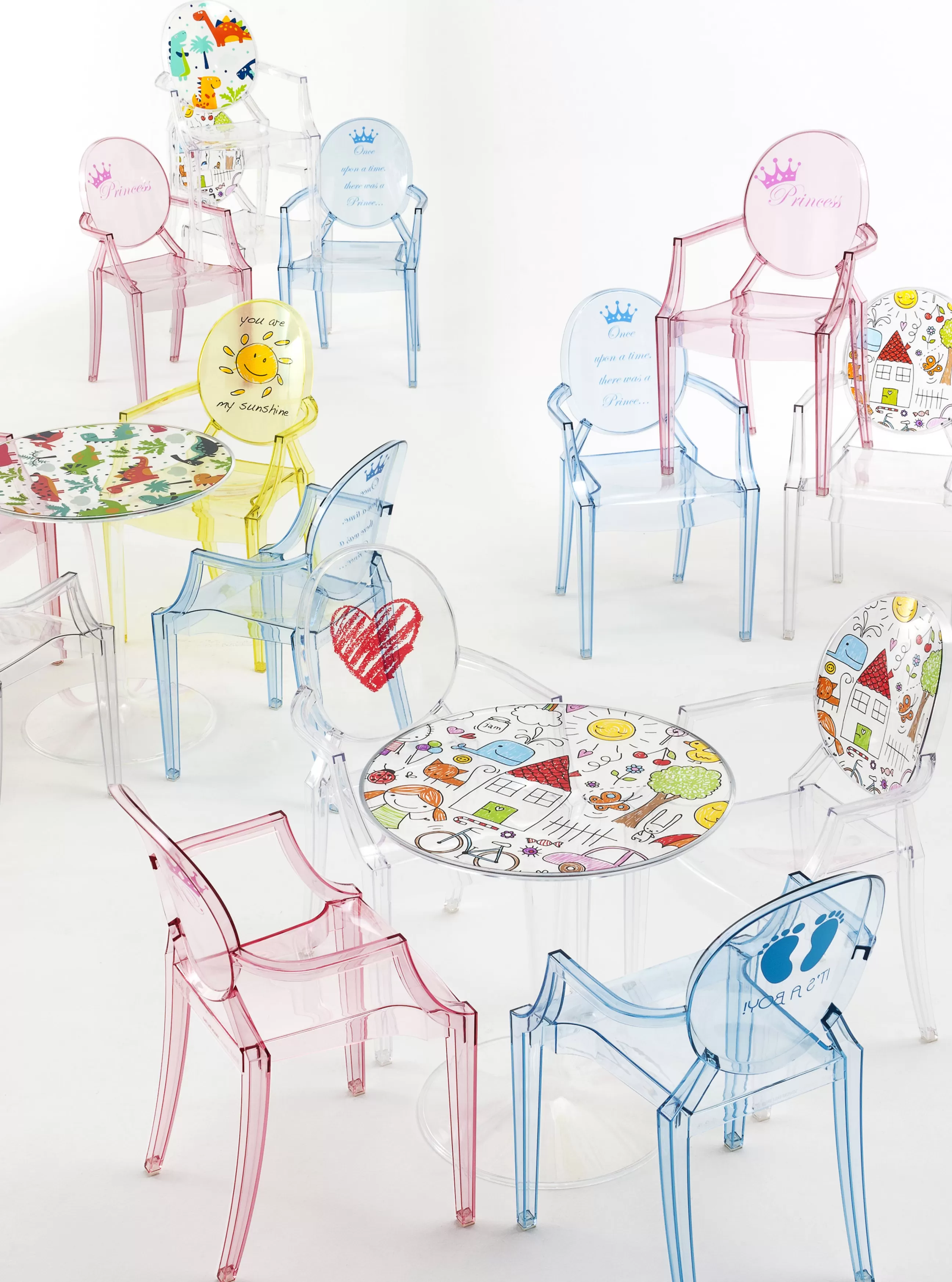 Mobilier Kids>Kartell Fauteuil Enfant Lou Lou Ghost Plastique Multicolore Transparent / Dossier Décore - Multicolore - Transparent