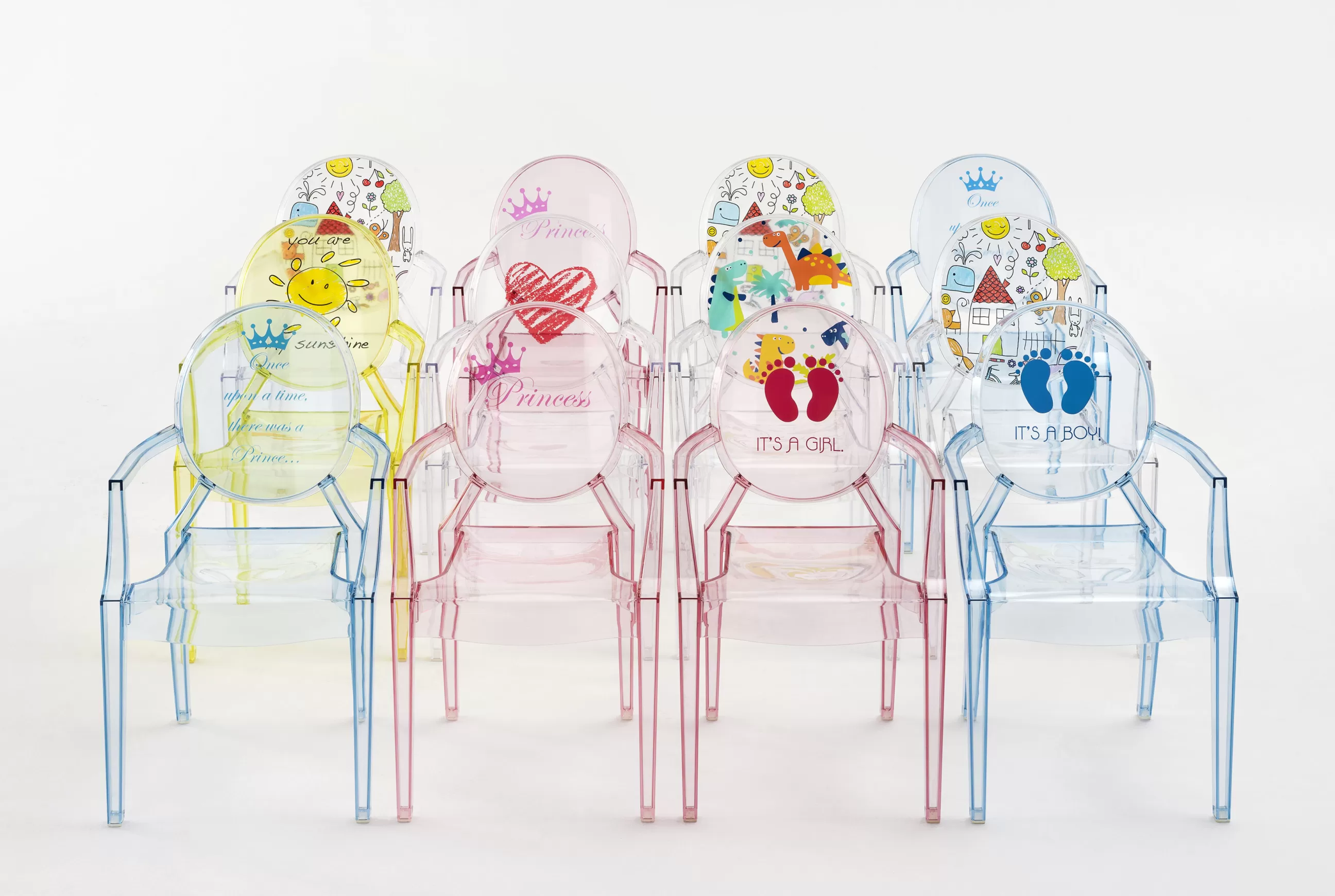 Mobilier Kids>Kartell Fauteuil Enfant Lou Lou Ghost Plastique Multicolore Transparent / Dossier Décore - Multicolore - Transparent