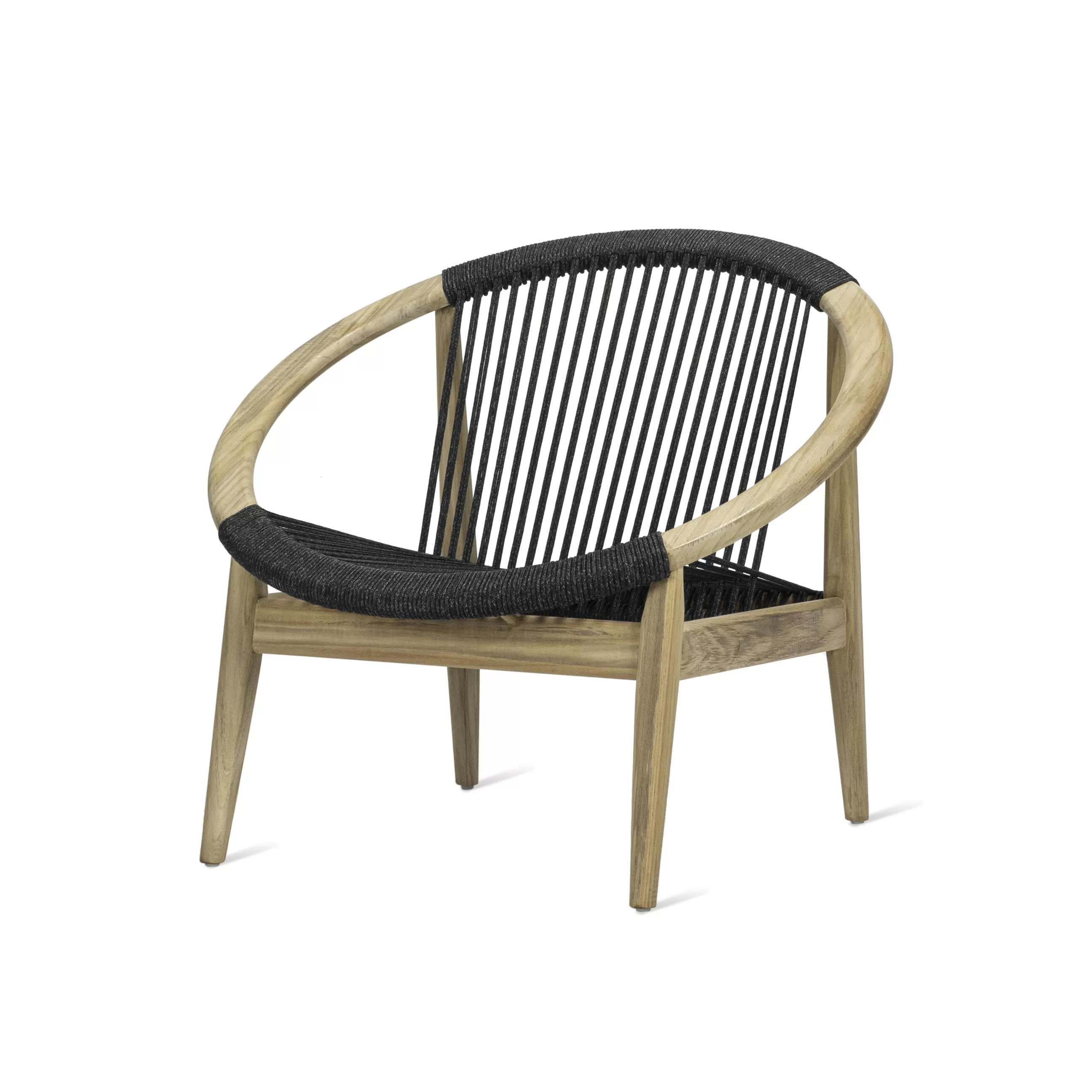 Fauteuils De Jardin>Vincent Sheppard Fauteuil Frida Lounge Tissu Gris Bois Naturel / Corde Polypropylene Tressee Main - Anthracite - Teck Naturel