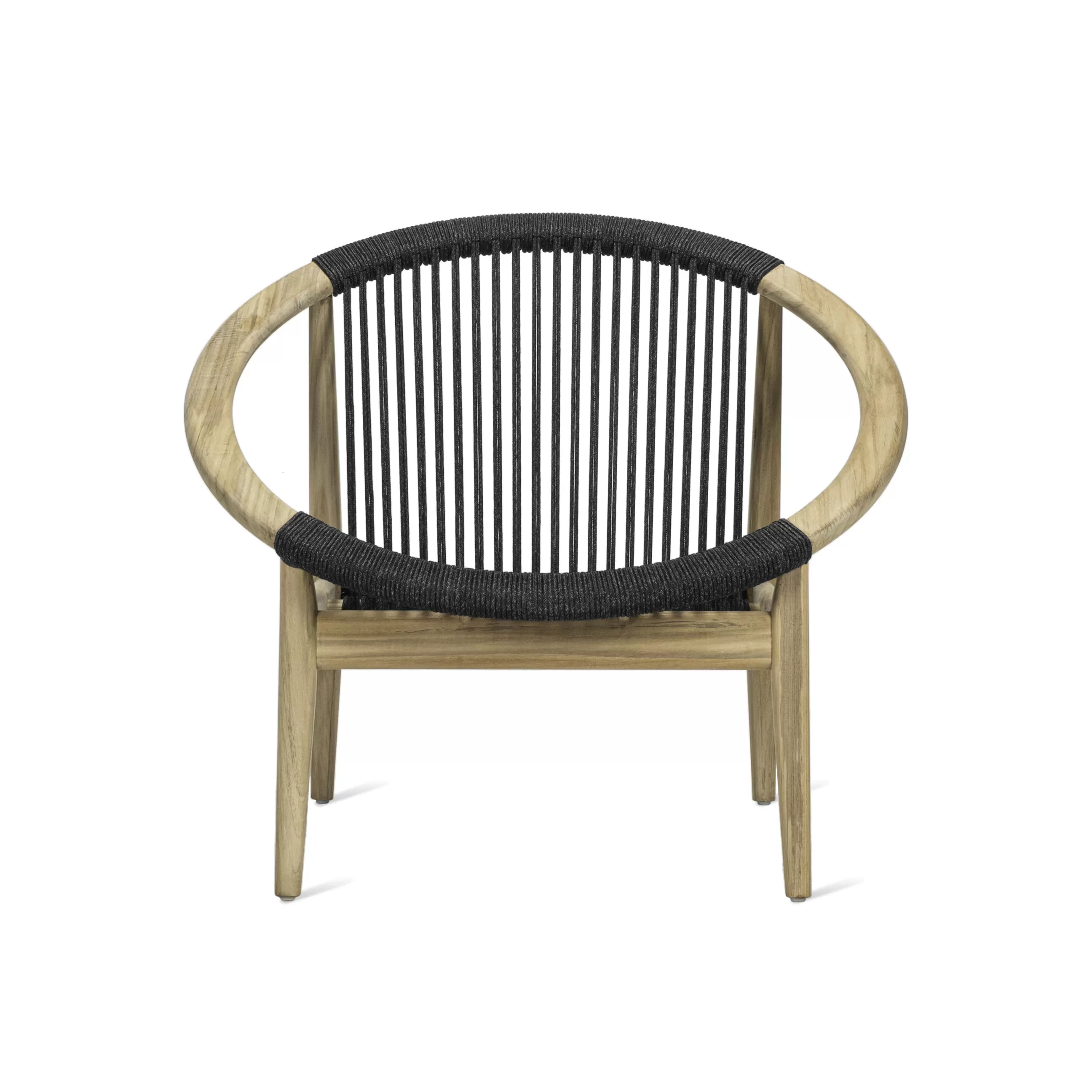 Fauteuils De Jardin>Vincent Sheppard Fauteuil Frida Lounge Tissu Gris Bois Naturel / Corde Polypropylene Tressee Main - Anthracite - Teck Naturel