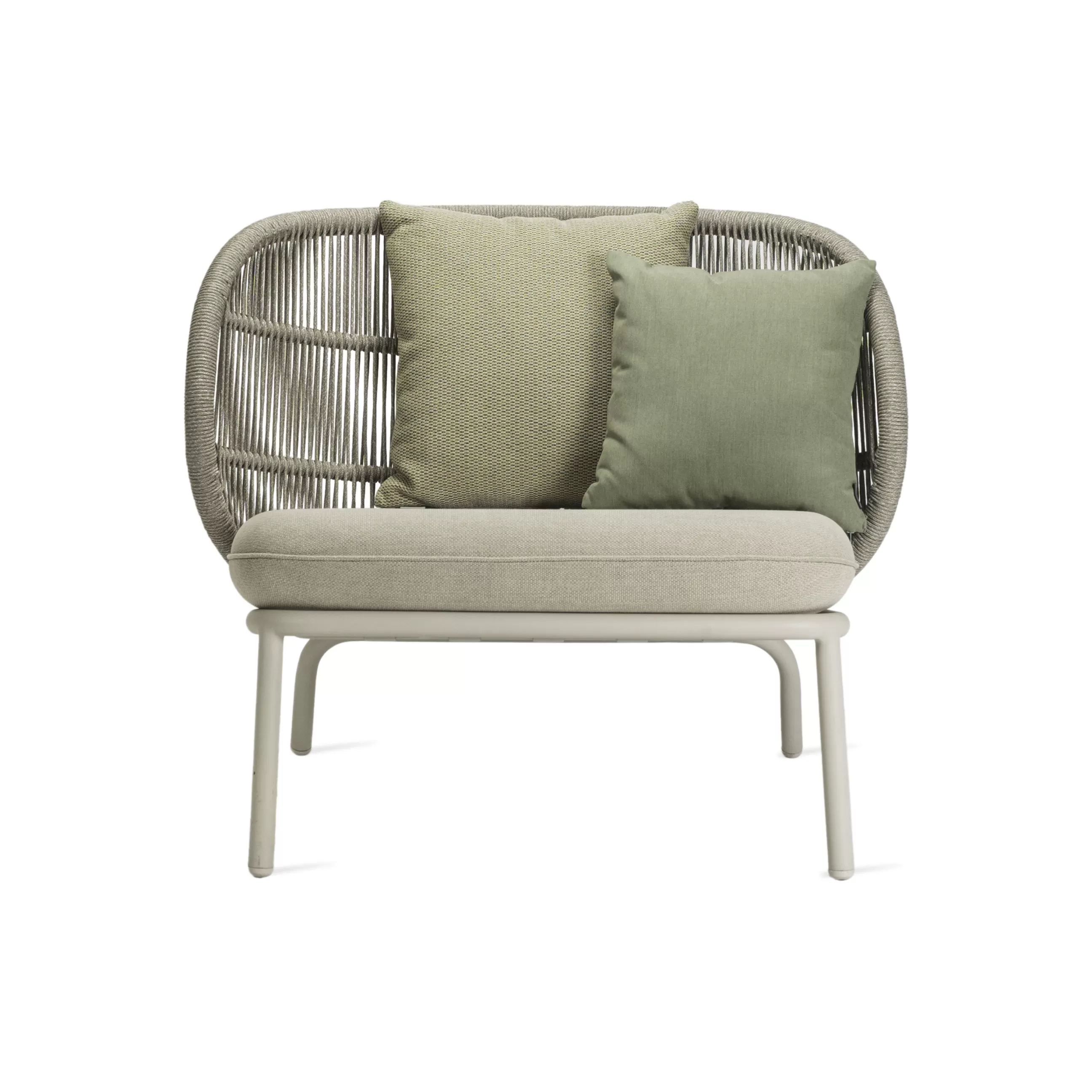 Fauteuils De Jardin>Vincent Sheppard Fauteuil Kodo Lounge Plastique Tissu Blanc Multicolore / H 78 Cm - Corde Acrylique Tressee Main - Beige Amande - Blanc Dune - Jaune Kiwi - Vert Olive
