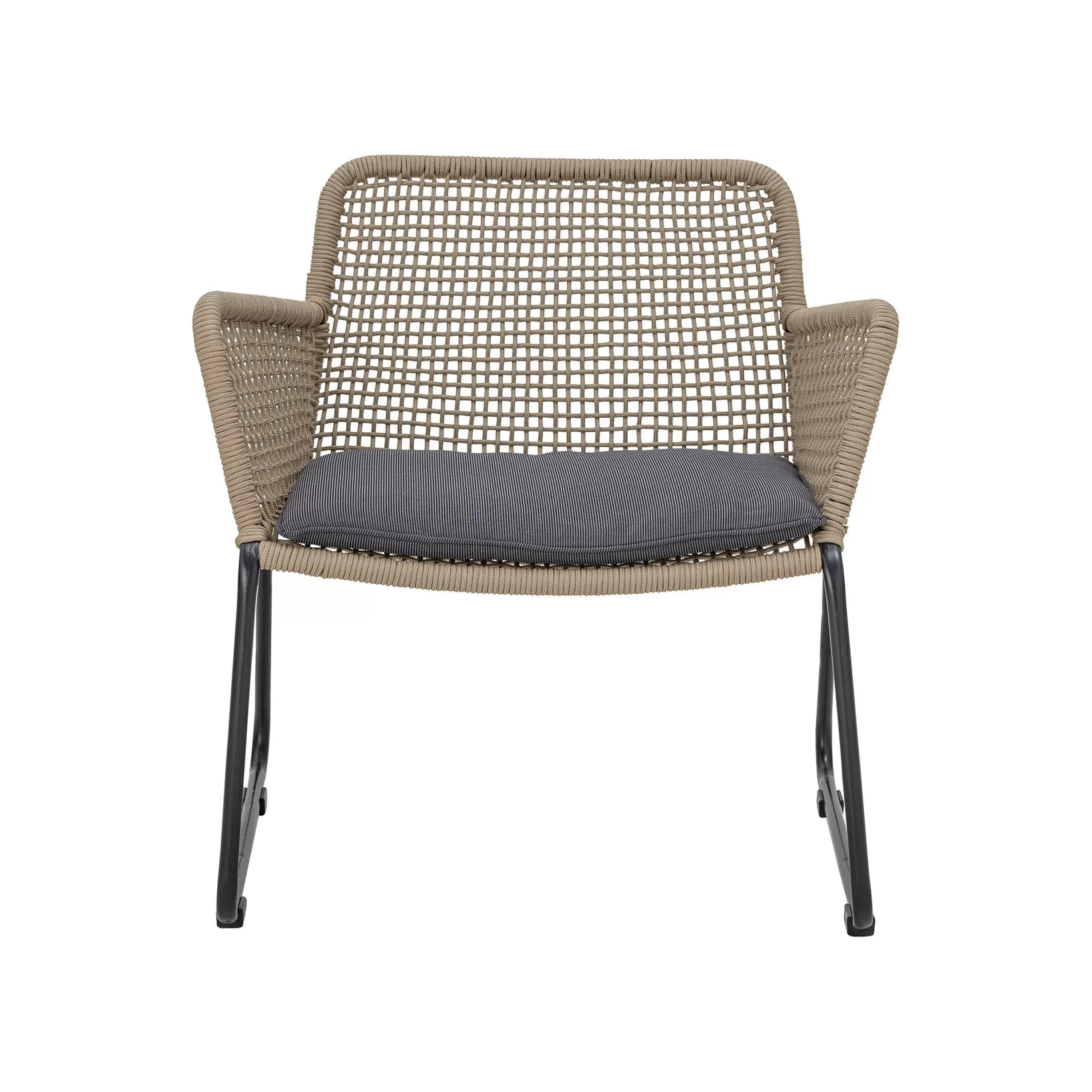 Chaises De Jardin>Bloomingville Fauteuil Mundo Tissu Fibre Vegetale Beige / Corde Polyester - Gris Fonce - Taupe