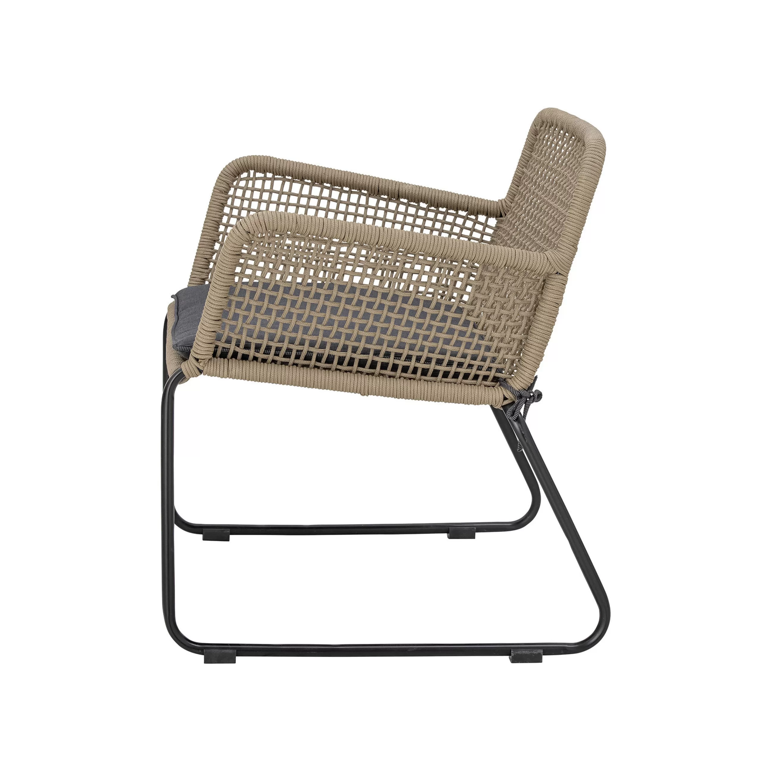 Chaises De Jardin>Bloomingville Fauteuil Mundo Tissu Fibre Vegetale Beige / Corde Polyester - Gris Fonce - Taupe