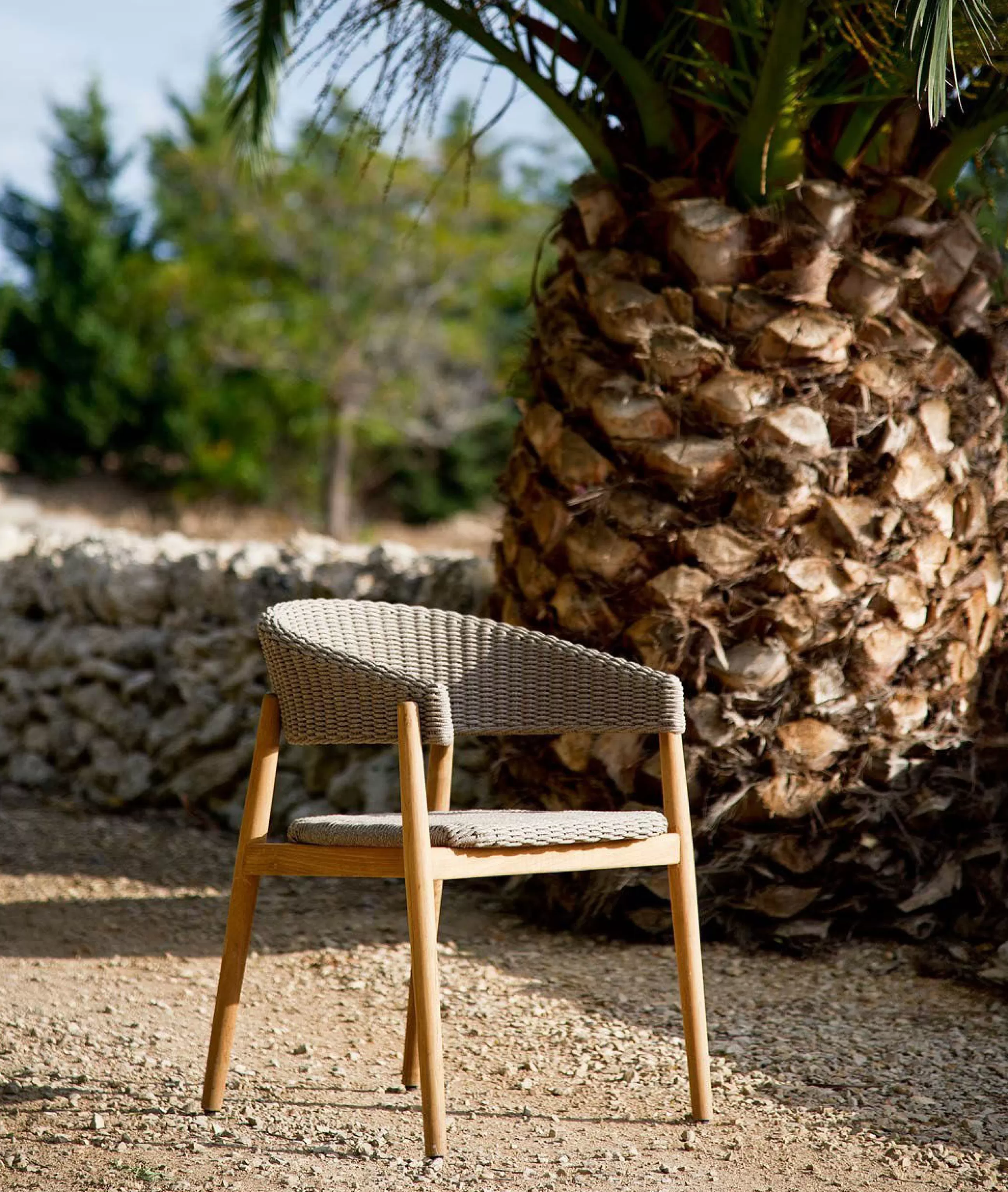 Chaises De Jardin>Unopiu Fauteuil Pevero Tissu Beige Bois Naturel / Teck & Corde Synthetique - Taupe - Teck